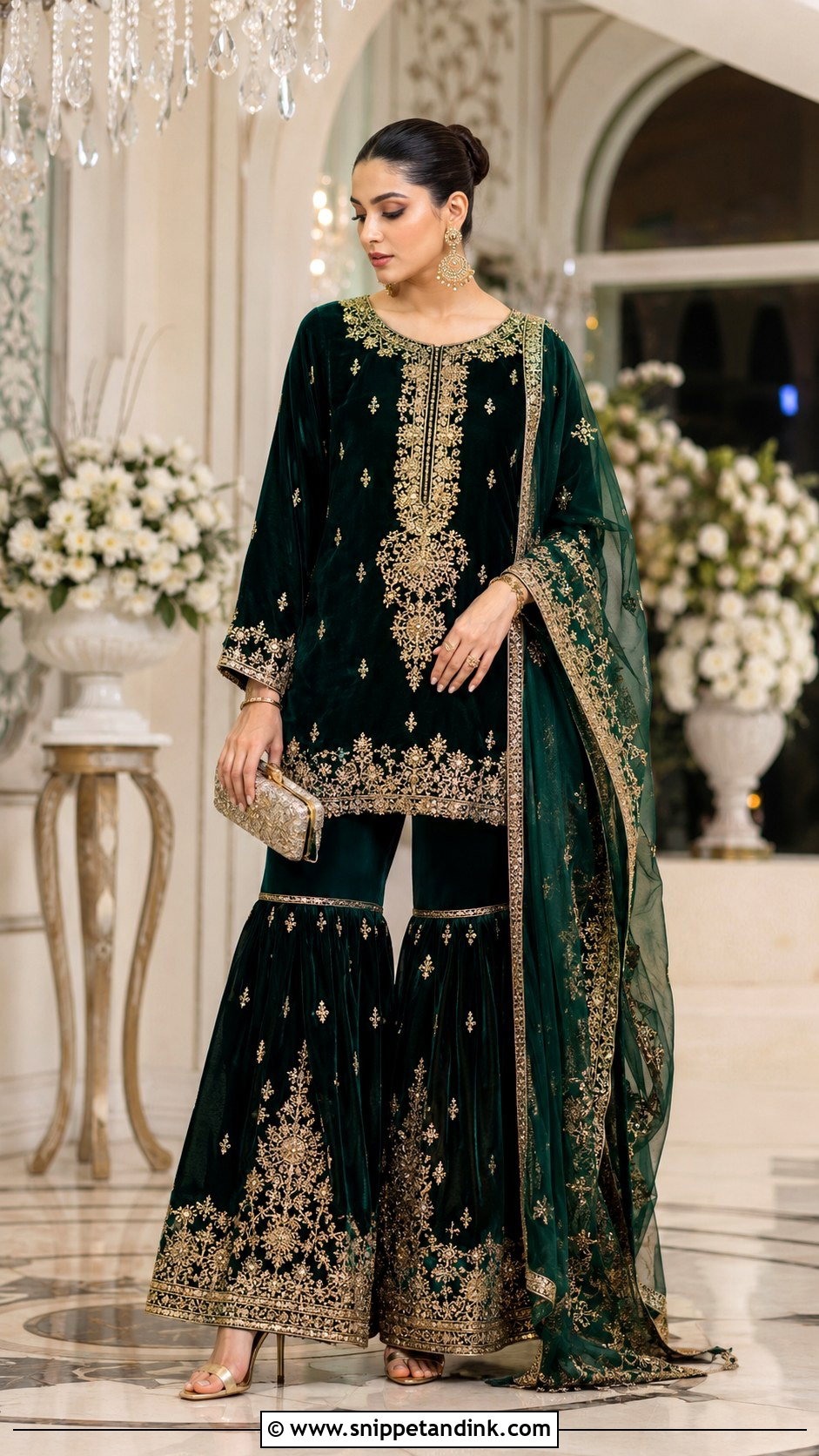 Pakistani Velvet Gharara Dress - Snippet and Ink - 25 Pakistani Party Wear Wedding Dresses