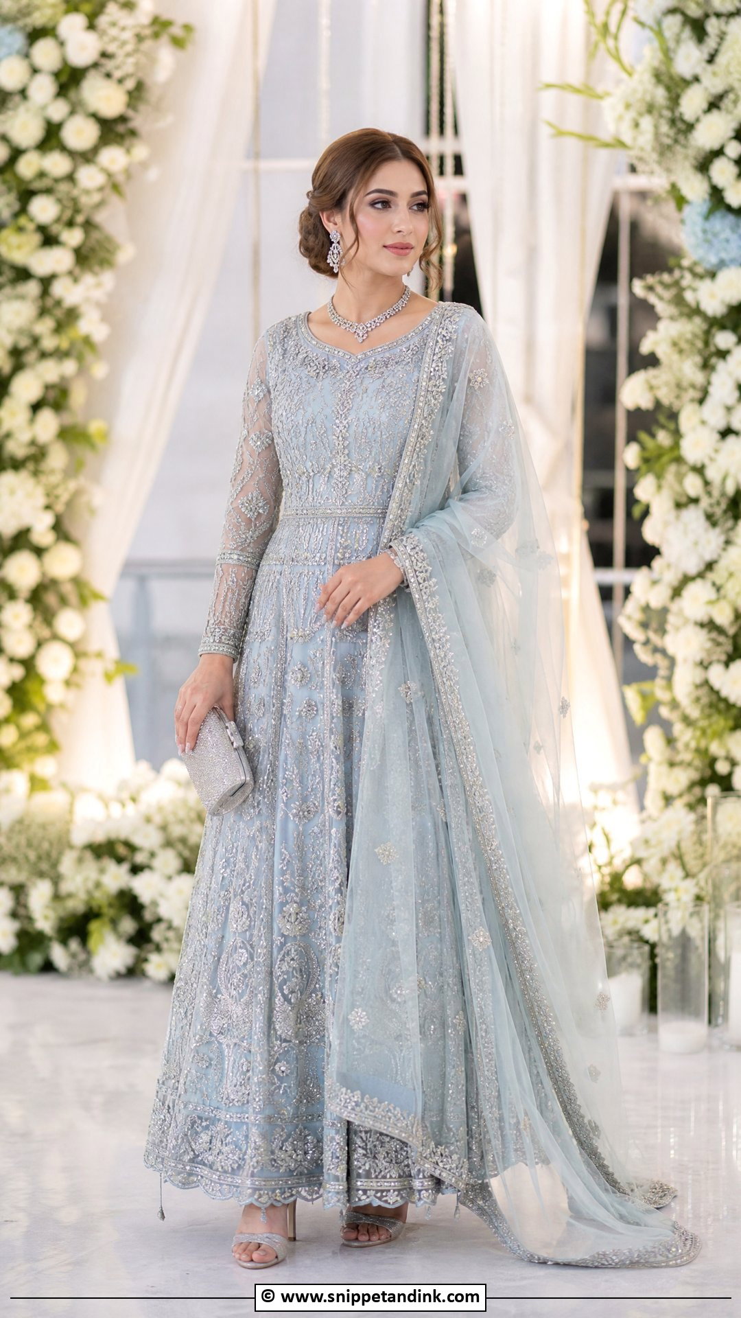 Pakistani Walima Gown With Net Dupatta - Snippet and Ink - 35 Beautiful Pakistani Dresses