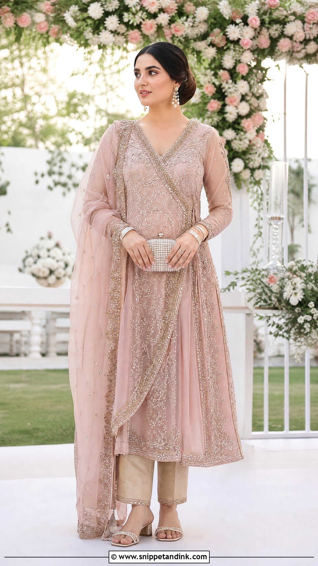 Pakistani Wedding Blush Pink Nikkah Angarkha - Snippet and Ink - 20 Pakistani Wedding Outfits