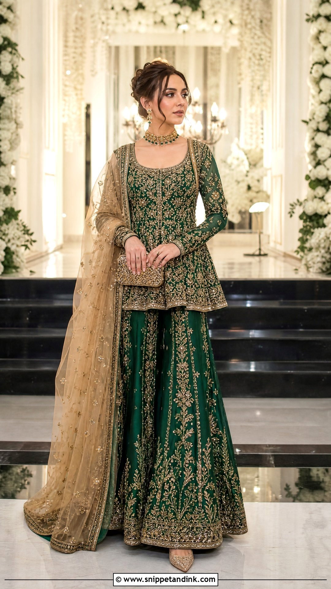 Pakistani Wedding Emerald Peplum Lehenga - Snippet and Ink - 20 Pakistani Wedding Outfits