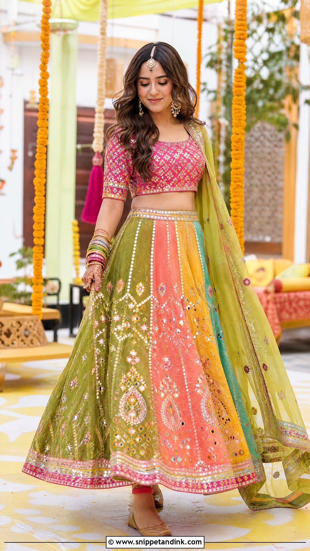 Pakistani Wedding Multicolor Mehndi Lehenga - Snippet and Ink - 20 Pakistani Wedding Outfits