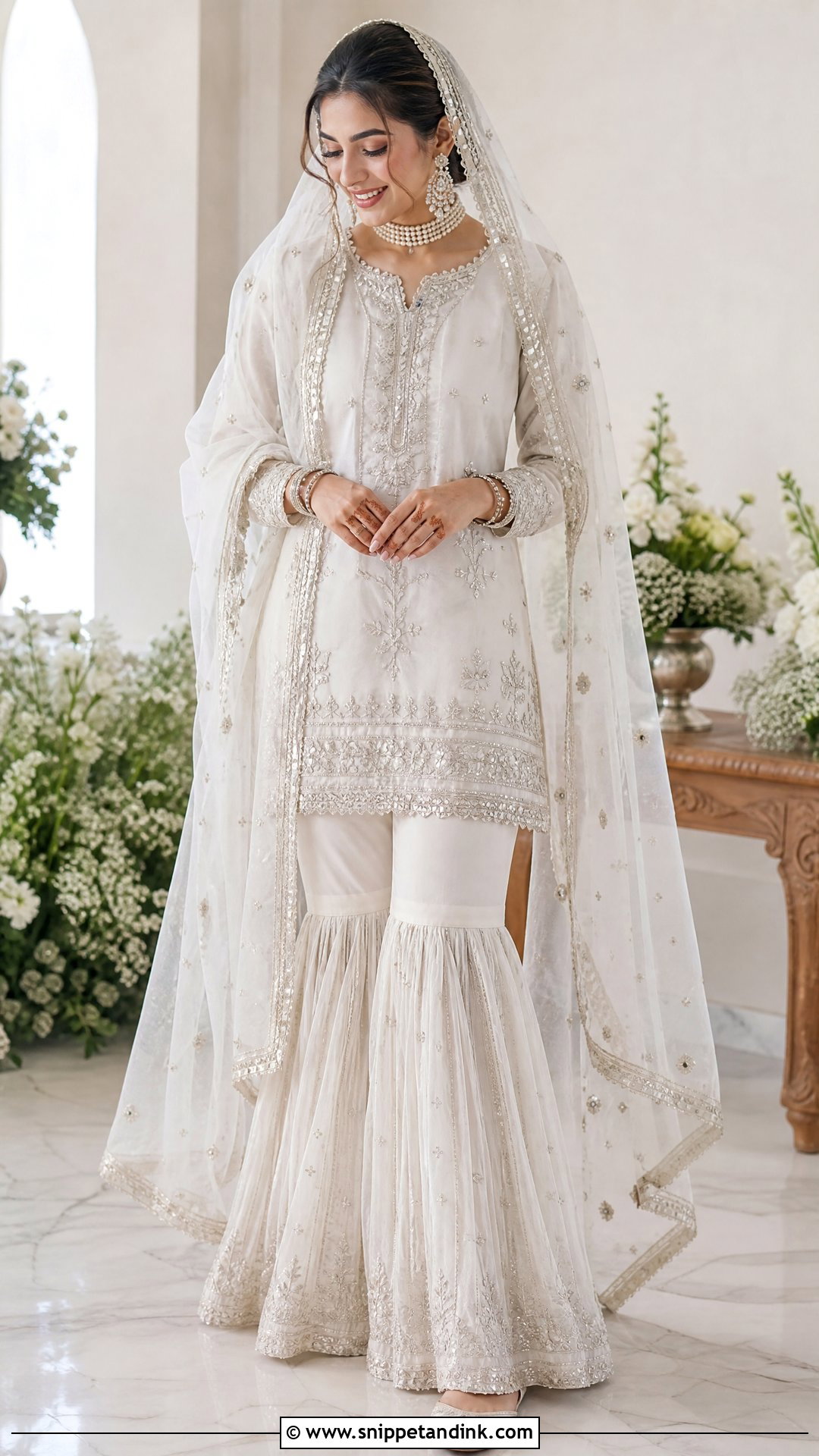 Pakistani White Gharara Dress - Snippet and Ink - 20 Wedding Dresses in Pakistan