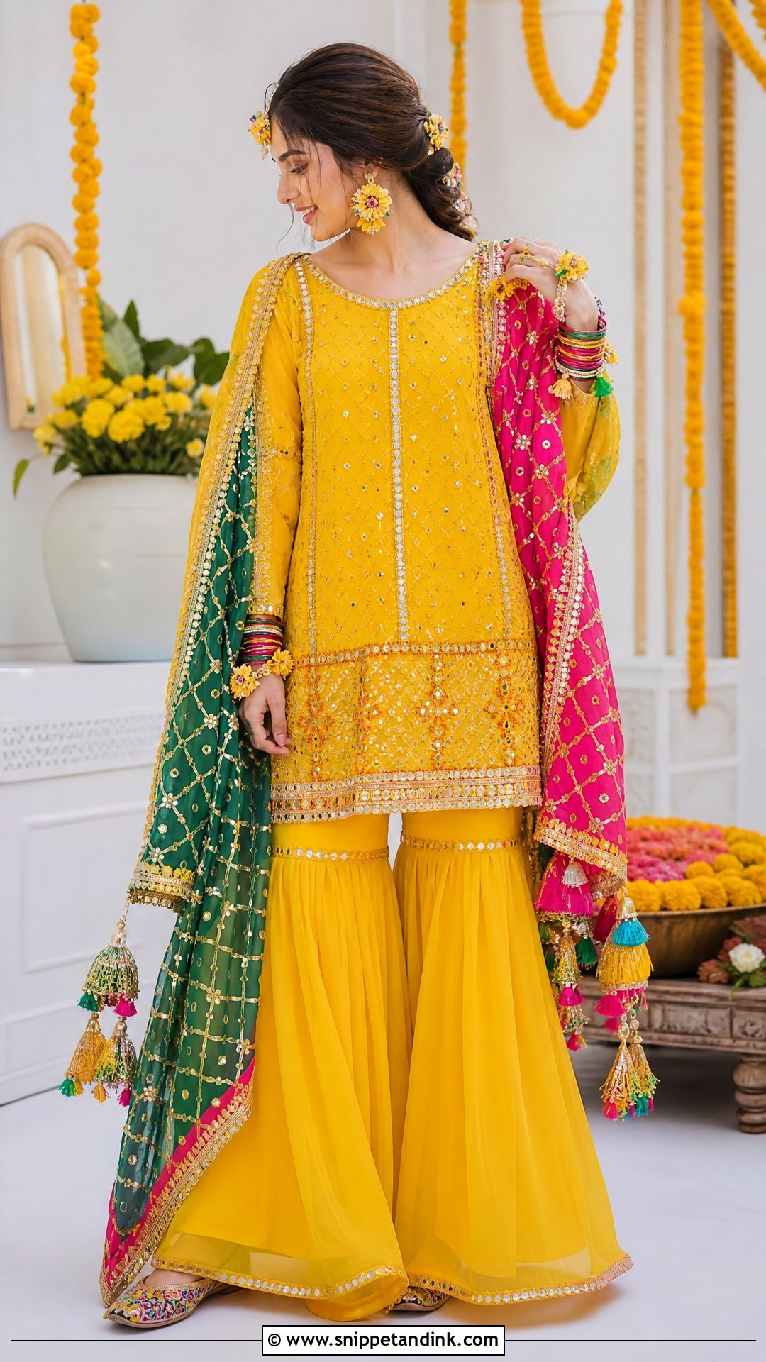Pakistani Yellow Sharara Dress - Snippet and Ink - 20 Wedding Dresses in Pakistan