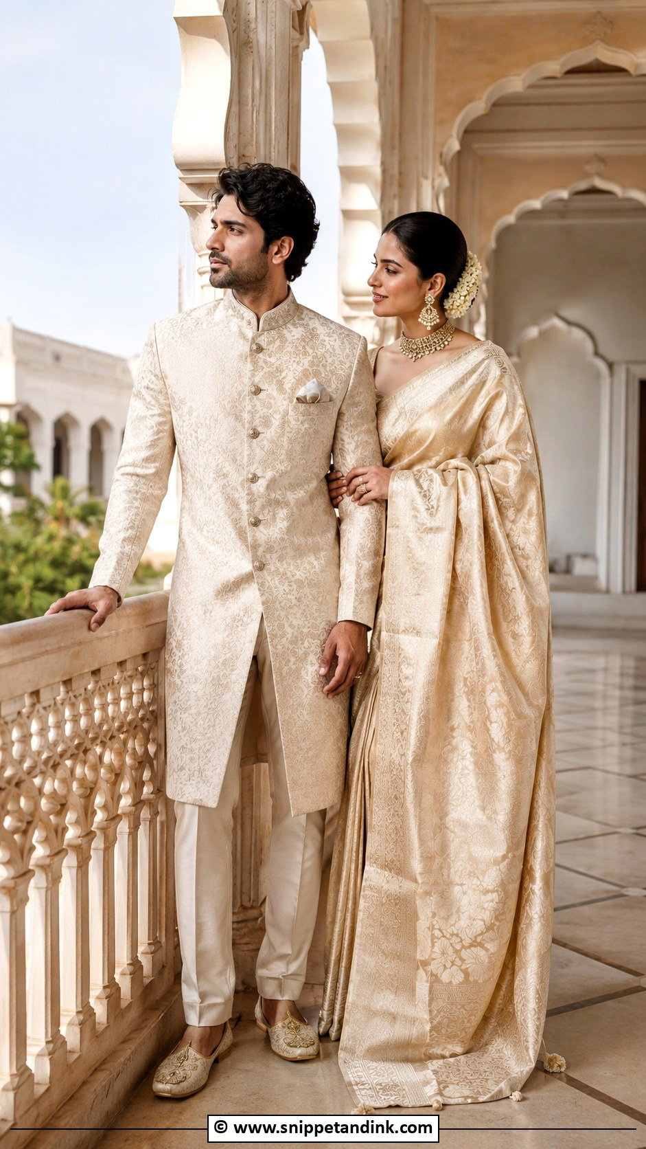 Palace Balcony Couple Pose - Snippet and Ink - 25 Couple Poses in Traditional Wear Ideas