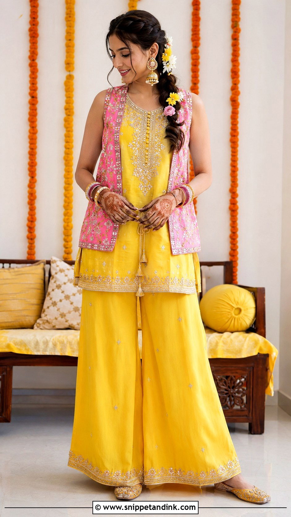Palazzo Bridal Mehendi Set - Snippet and Ink - 20 Bridal Mehendi Outfit Ideas
