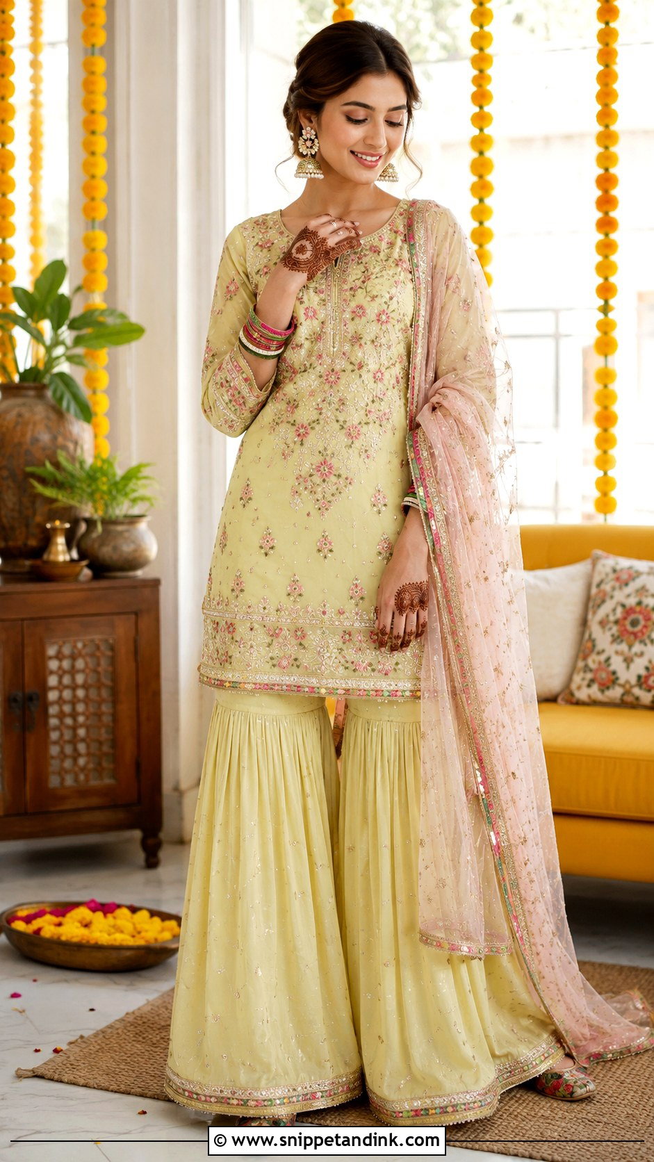 Palazzo Bridal Mehndi Suit - Snippet and Ink - 25 Bridal Mehndi Dresses
