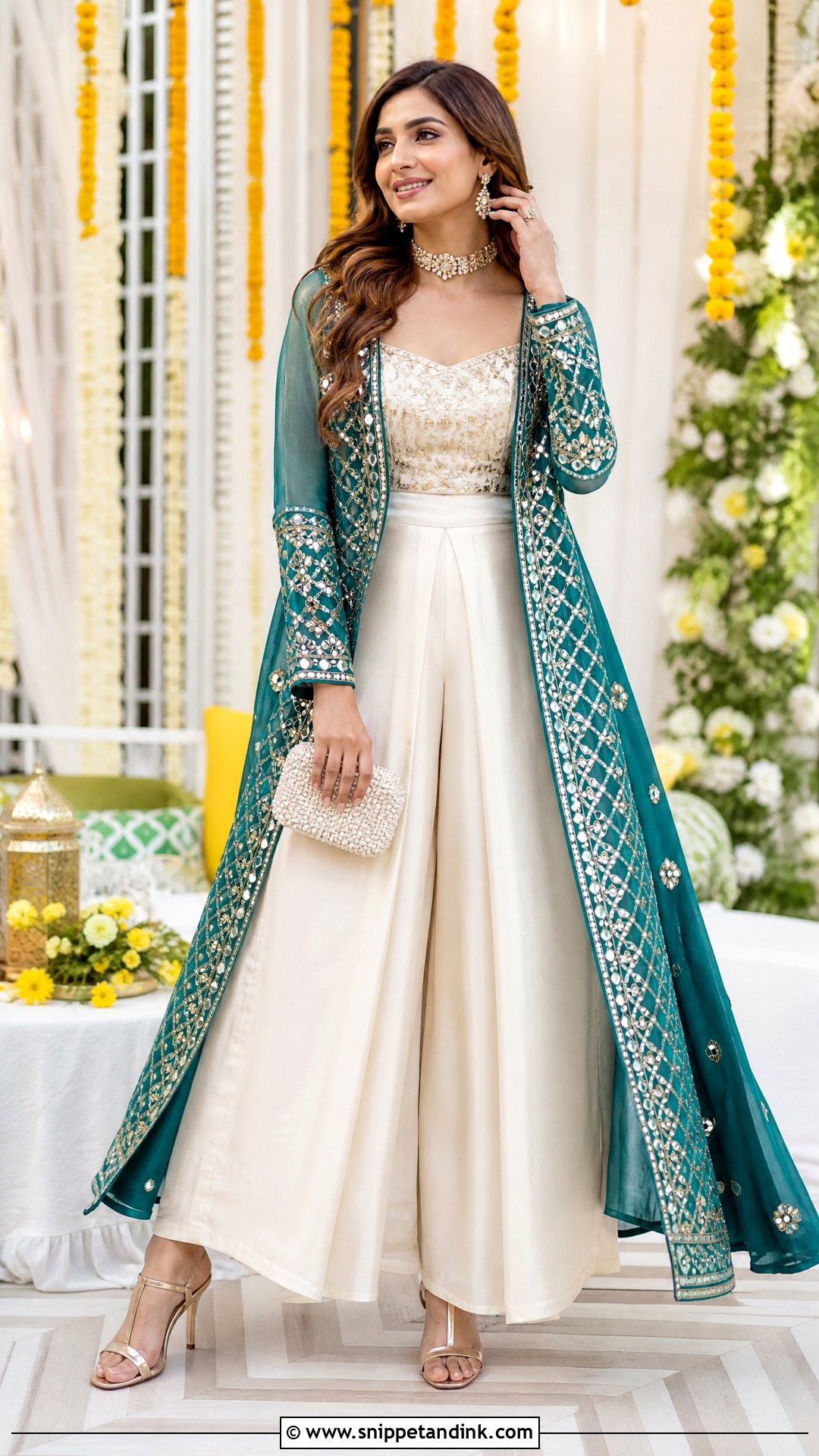 Palazzo Dress With Embroidered Shrug - Snippet and Ink - 20 Shrug Dresses Indian Wedding