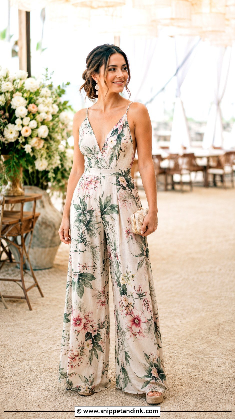Palazzo Jumpsuit Wedding Guest Outfit - Snippet and Ink - 25 Jumsute Outfit Wedding Ideas
