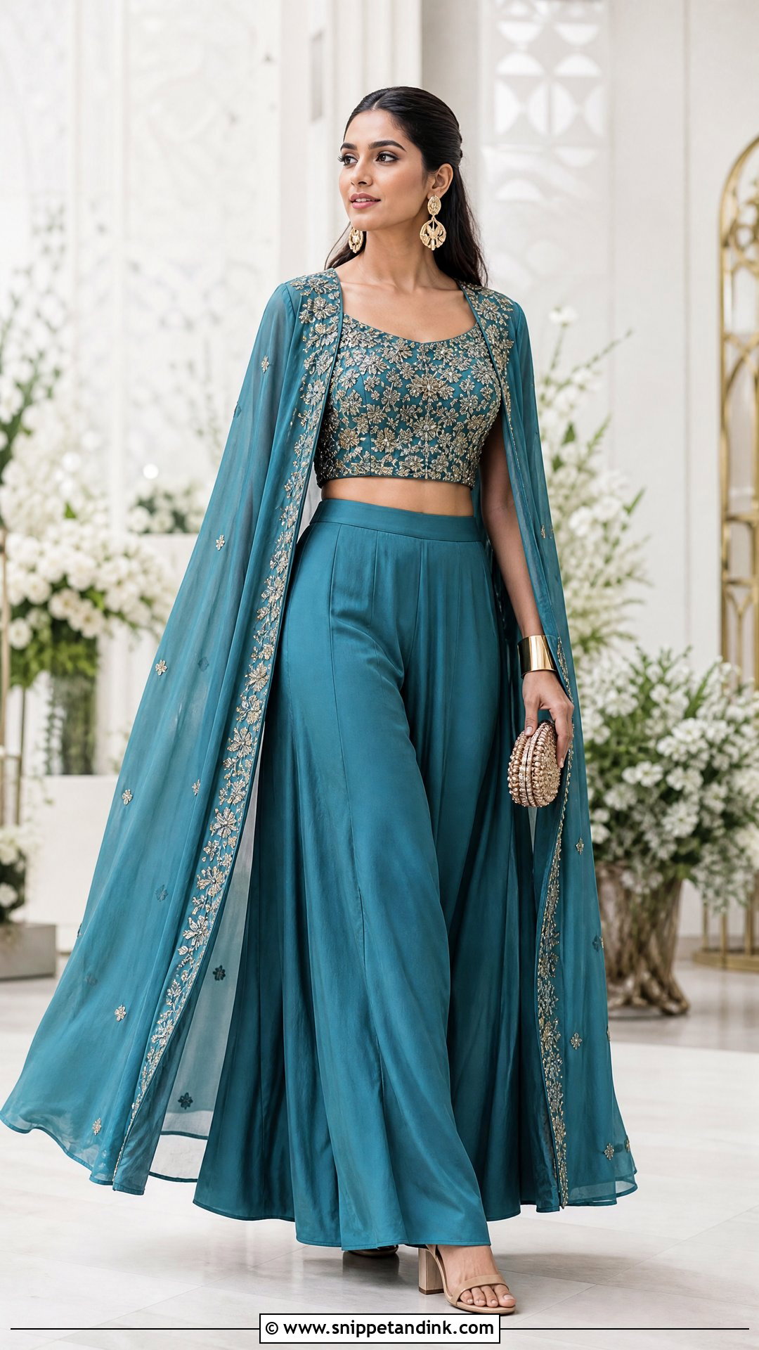 Palazzo Pants And Cape Indowestern Wedding Outfit - Snippet and Ink - 25 Indowestern Wedding Outfits