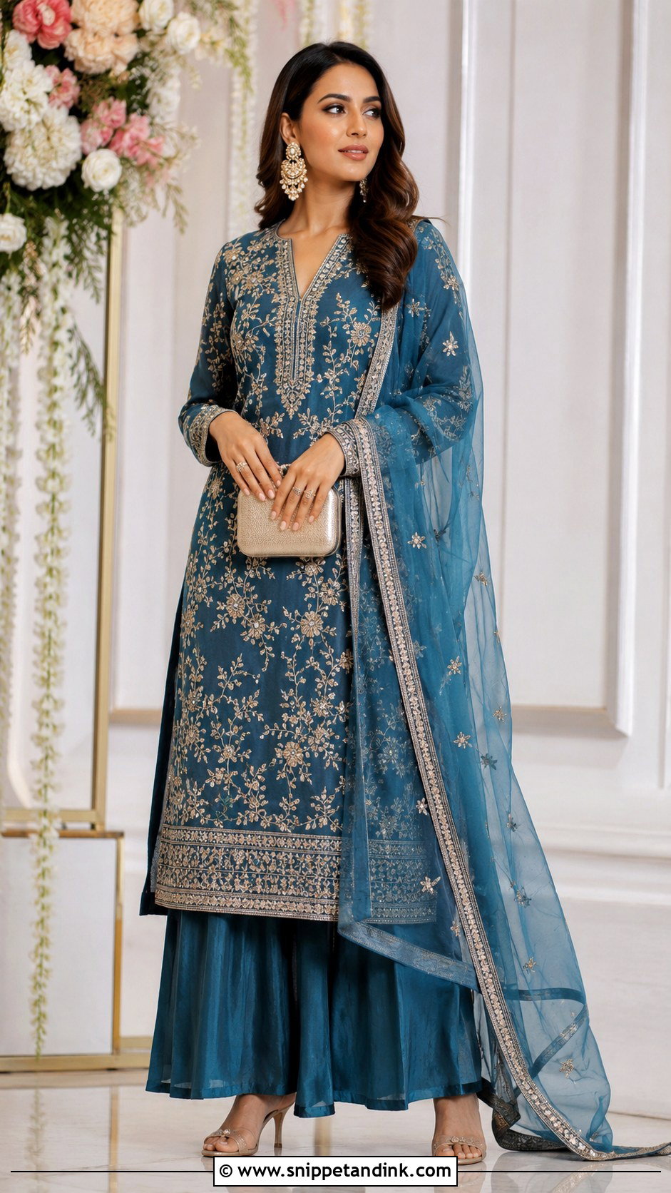 Palazzo Pants And Long Kurta Outfit - Snippet and Ink - 20 Modern Indian Wedding Dress Ideas