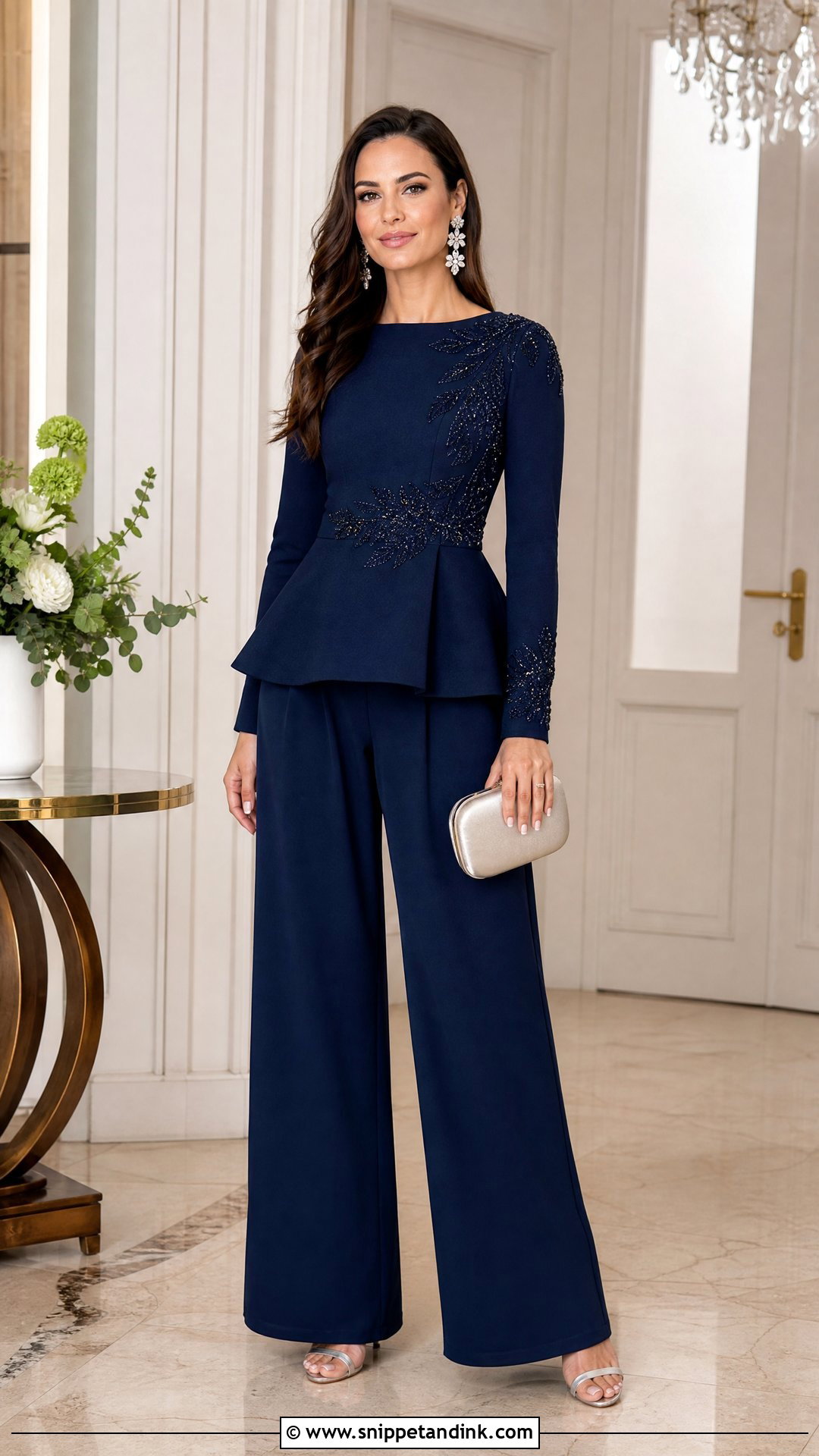 Palazzo Pants And Peplum Top Wedding Outfit - Snippet and Ink - 25 Dressy Pants Outfits for Wedding