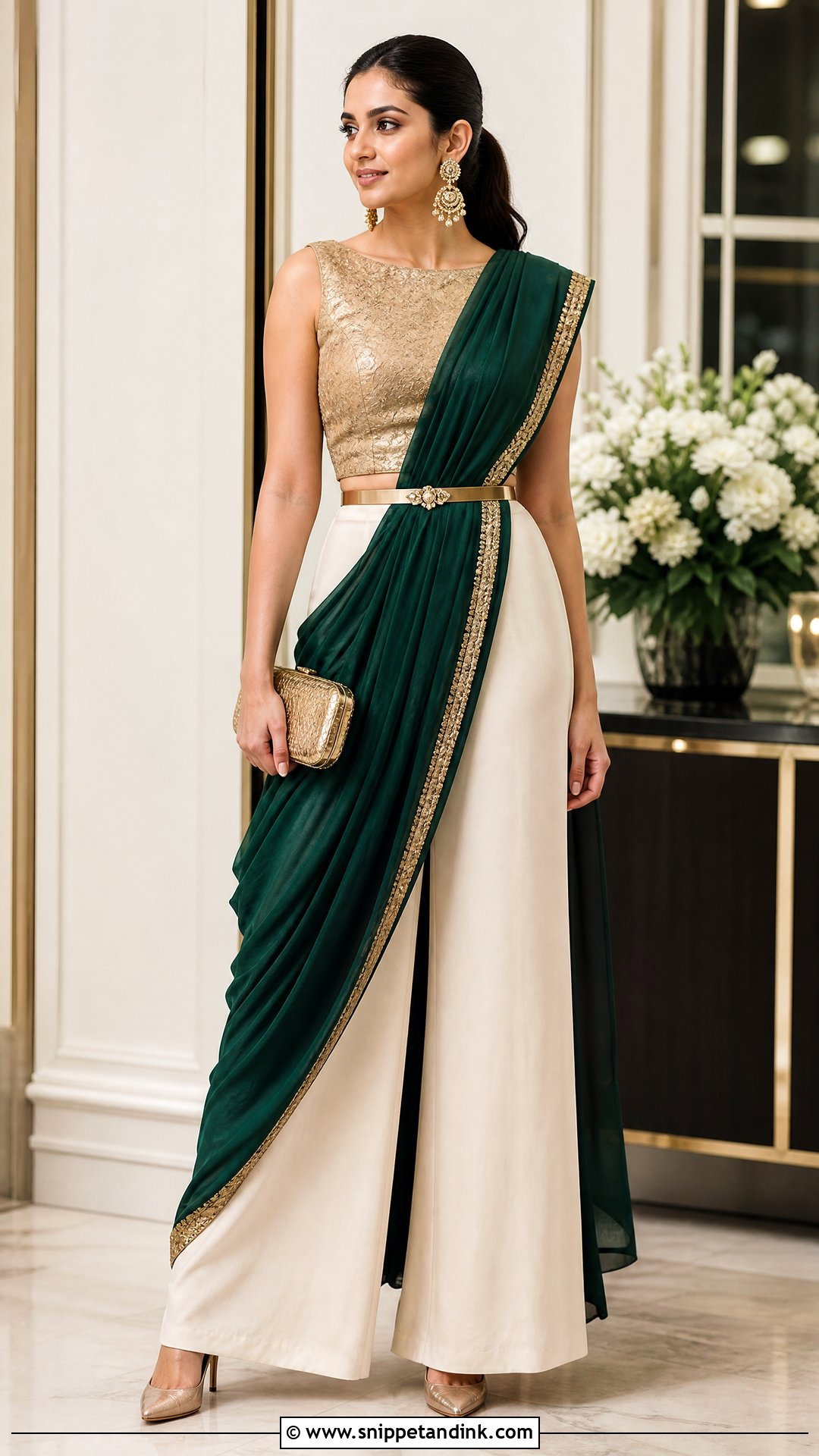 Palazzo Saree Wedding Outfit - Snippet and Ink - 20 Unique Indian Wedding Outfits