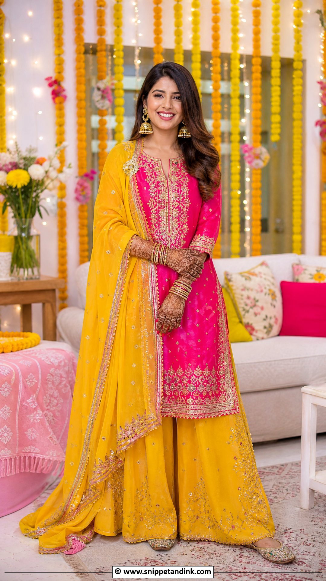 Palazzo Suit Bridal Mehndi Outfit - Snippet and Ink - 35 Bridal Mehndi Outfit Ideas