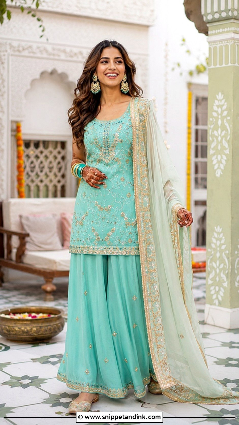 Palazzo Suit Mehandi Outfit - Snippet and Ink - 25 Indian Bridal Mehandi Outfits Brides