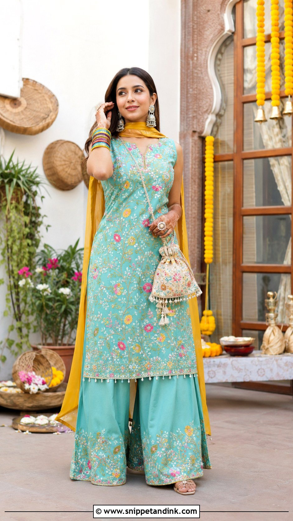 Palazzo Suit Mehendi Dress - Snippet and Ink - 20 Dress for Mehendi Ideas