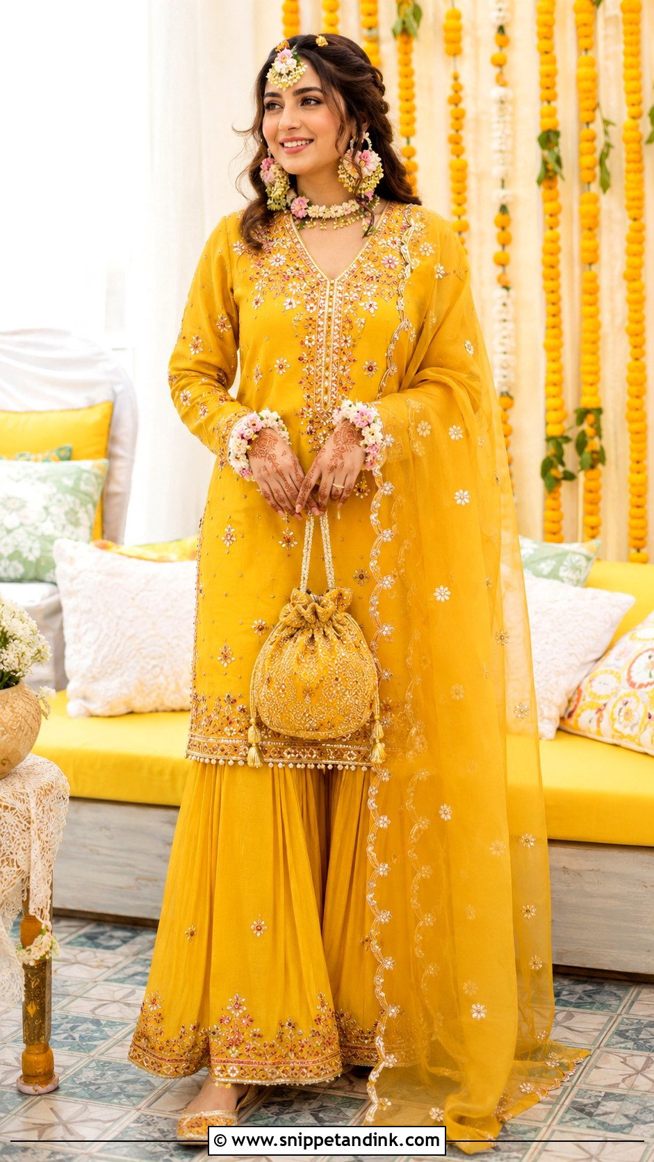 Palazzo Suit Mehendi Outfit For Bride - Snippet and Ink - 30 Unique Mehendi Outfits for Bride
