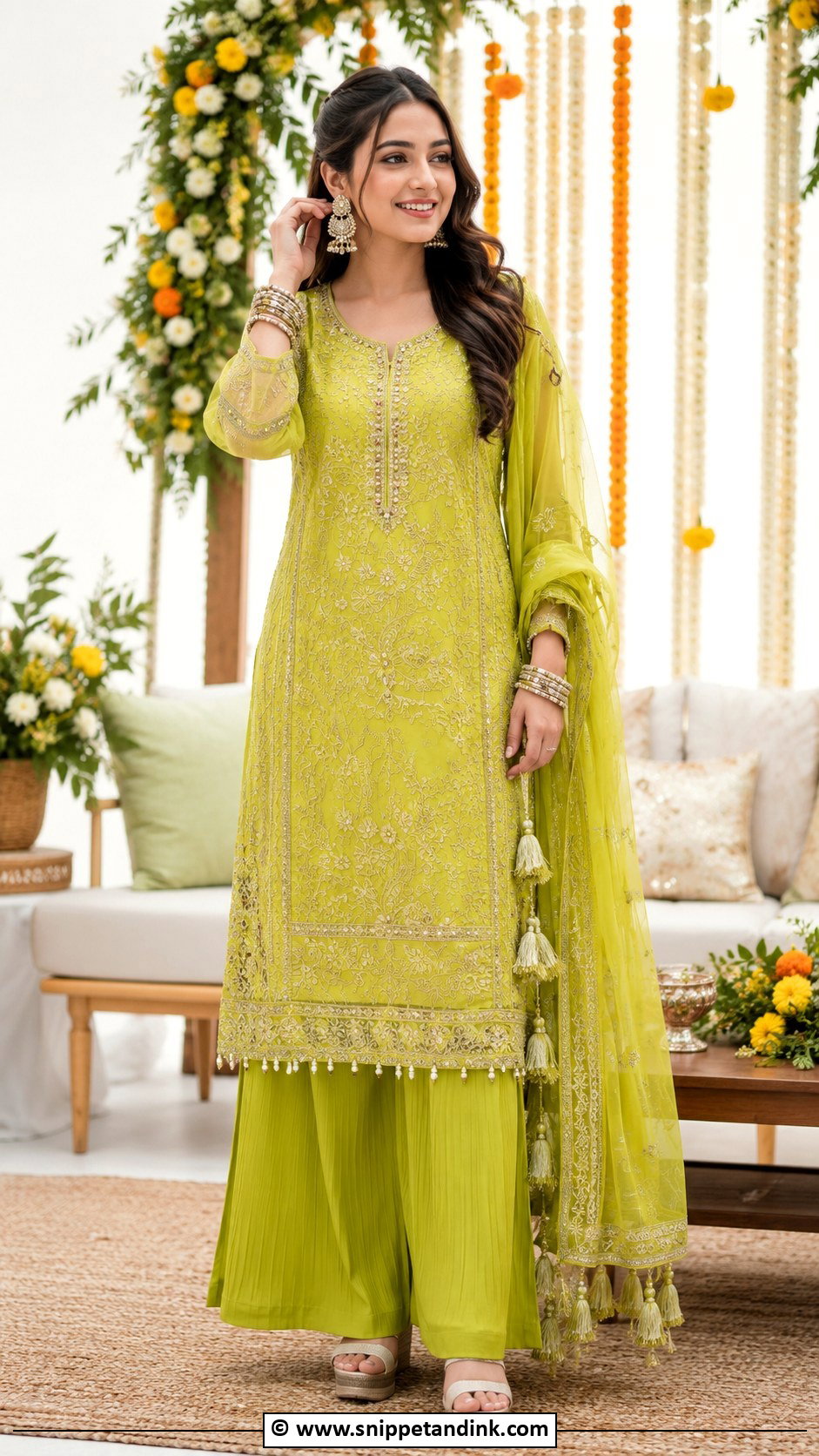 Palazzo Suit Mehendi Outfit For Sister - Snippet and Ink - 30 Mehendi Outfits Sisters