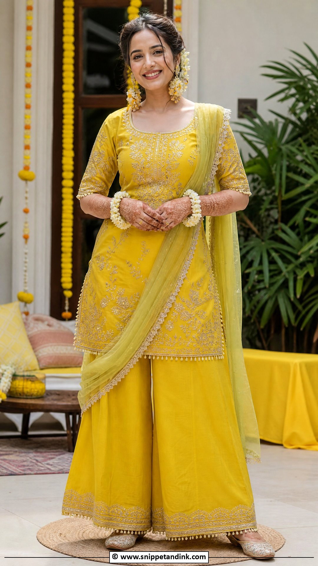 Palazzo Suit Mehendi Outfit - Snippet and Ink - 35 Mehendi Outfits for Bride