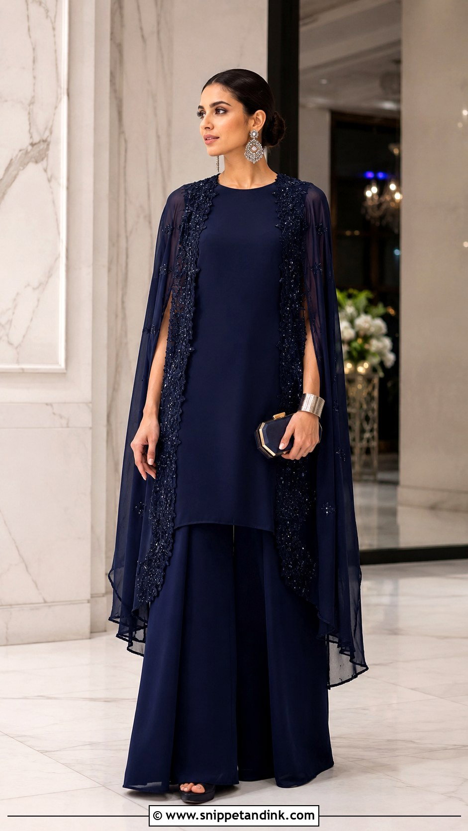 Palazzo Suit With Cape Sleeves - Snippet and Ink - 20 Indian Wedding Dresses with Sleeves