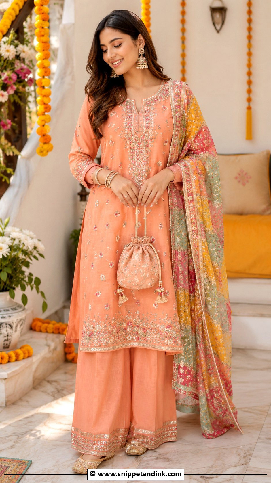 Palazzo Suit With Dupatta For Mehendi - Snippet and Ink - 30 Mehendi Dress Ideas