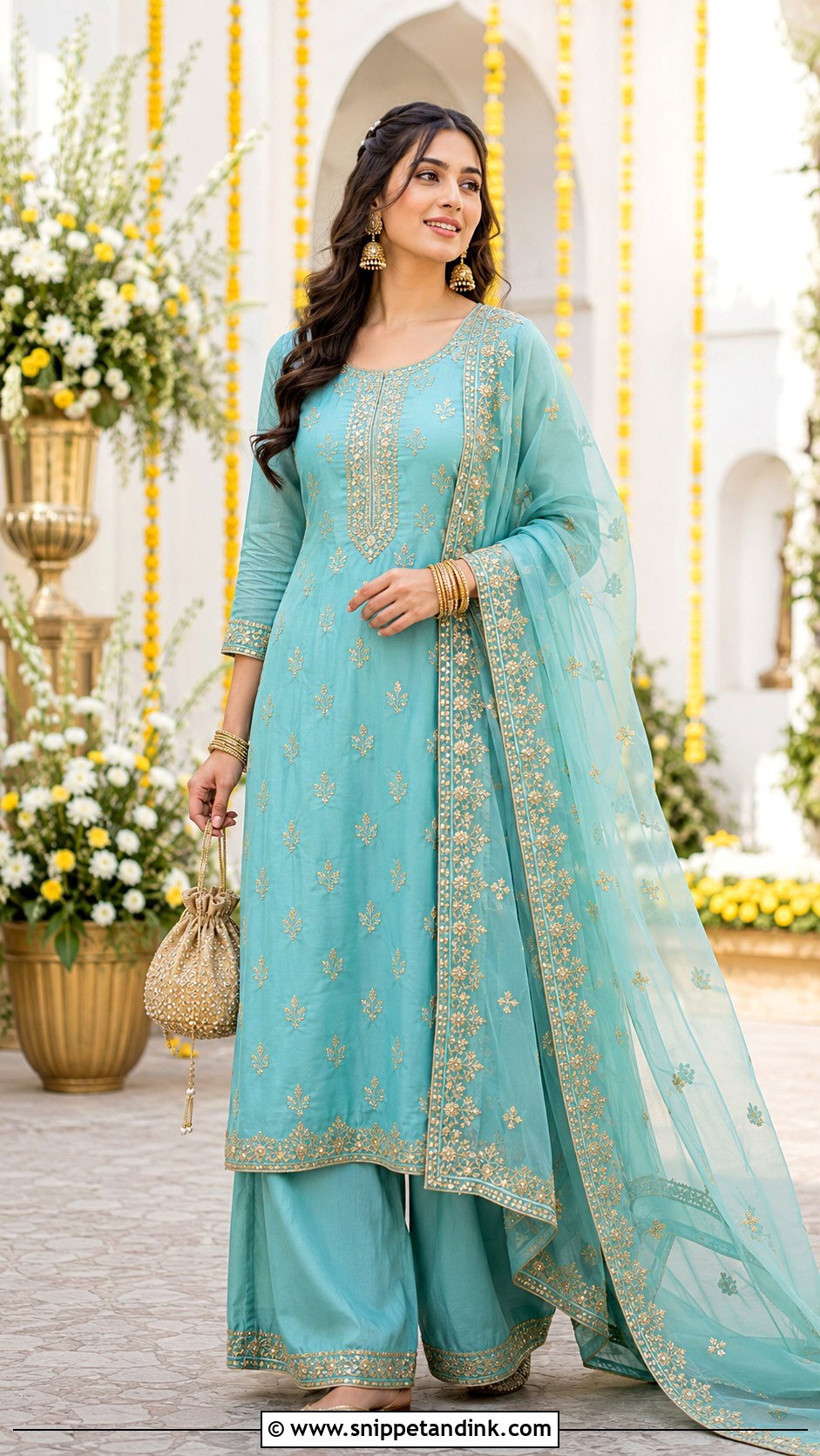 Palazzo Suit With Long Kurta for Wedding - Snippet and Ink - 20 Indian Outfit for Wedding Ideas