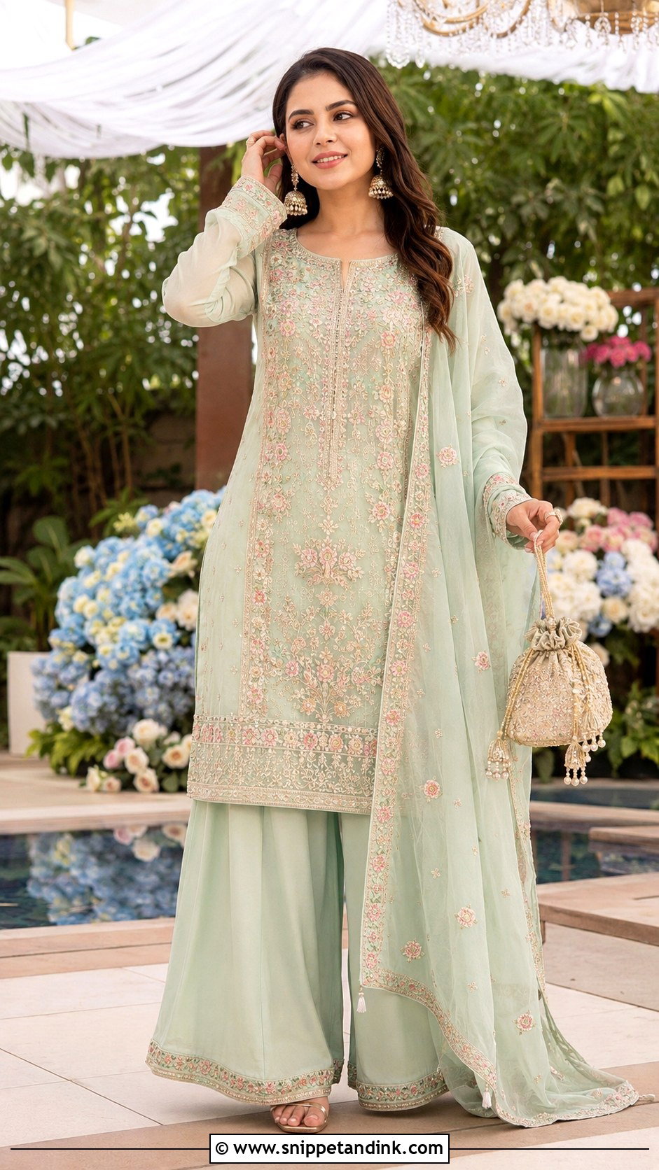 Palazzo Suit for Indian Wedding Celebration - Snippet and Ink - 20 Indian Wedding Outfit Ideas for Women