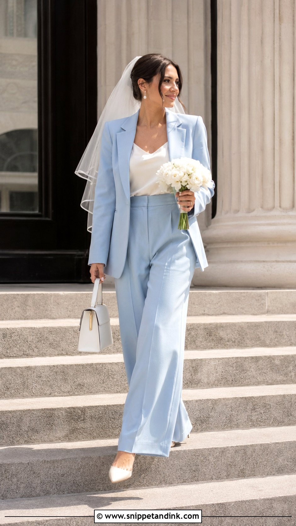 Pale Blue Civil Wedding Suit - Snippet and Ink - 20 Civil Wedding Suit Brides Ideas
