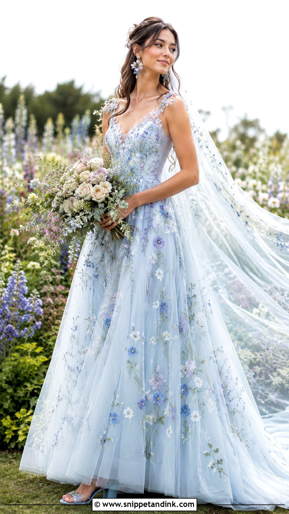 Pale Blue Embroidered Wedding Dress - Snippet and Ink - 20 Pale Blue Wedding Dress Ideas