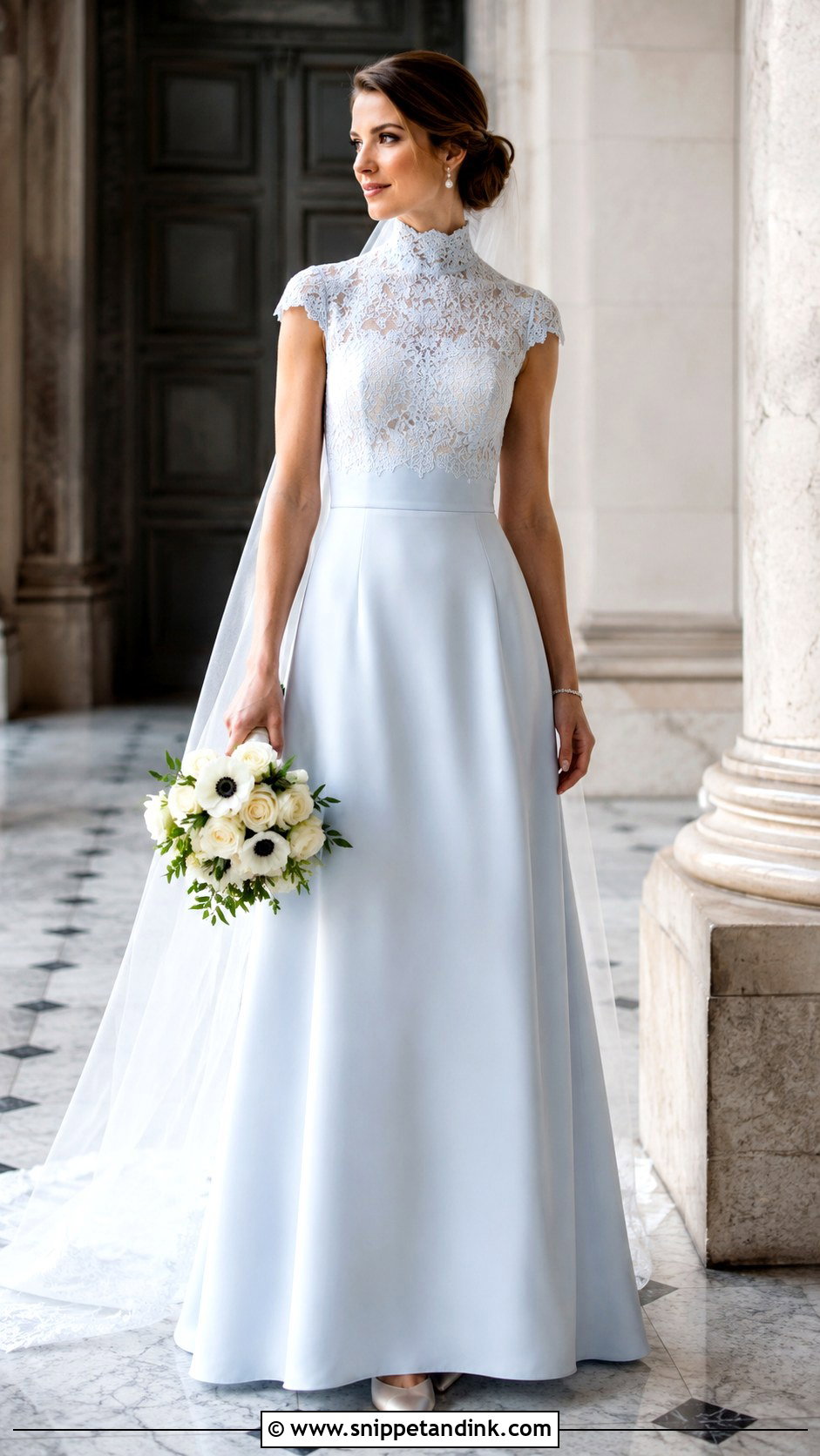Pale Blue High Neck Wedding Dress - Snippet and Ink - 20 Pale Blue Wedding Dress Ideas