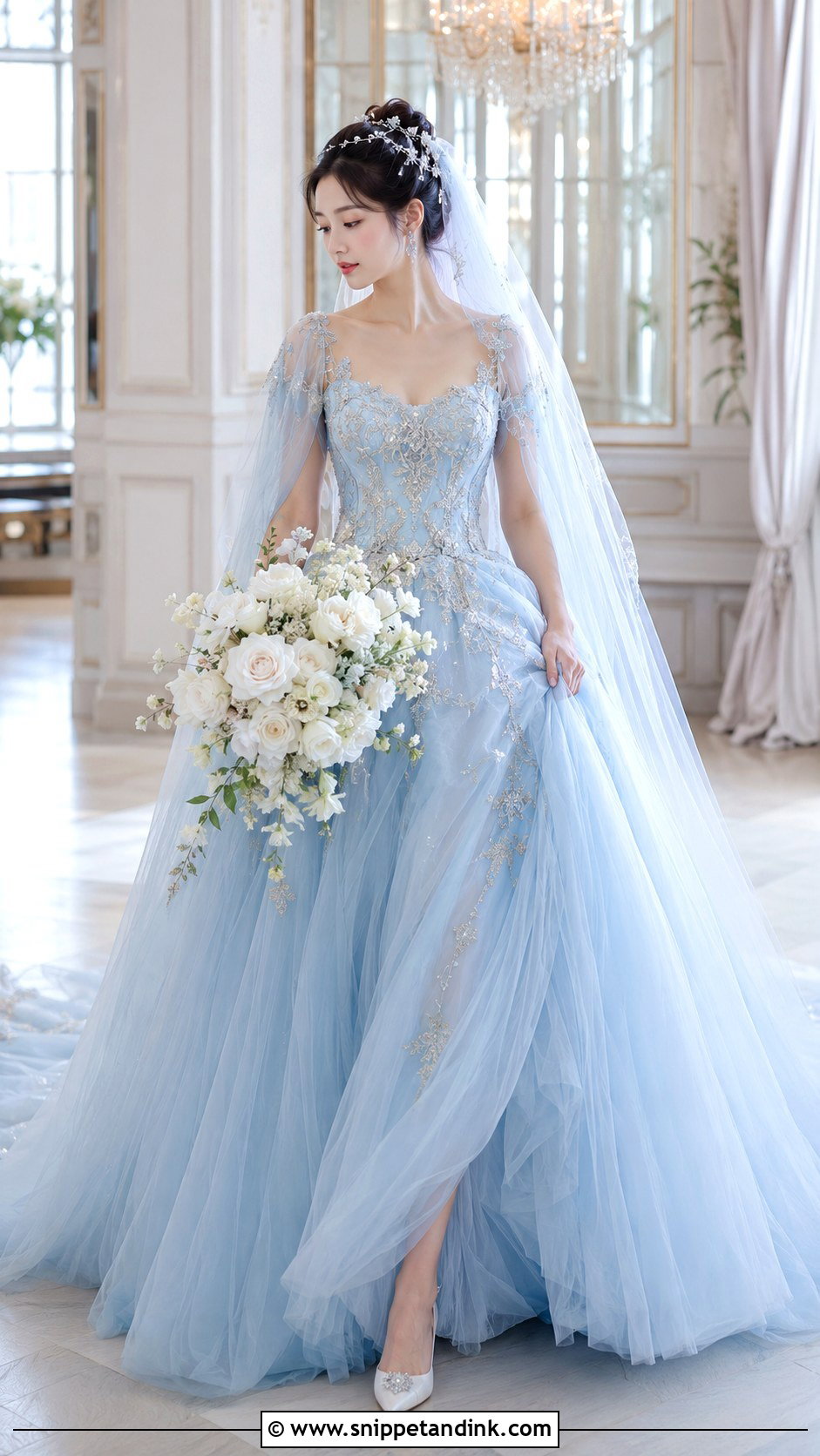 Pale Blue Manhwa Wedding Dress - Snippet and Ink - 20 Manhwa Wedding Dress Ideas