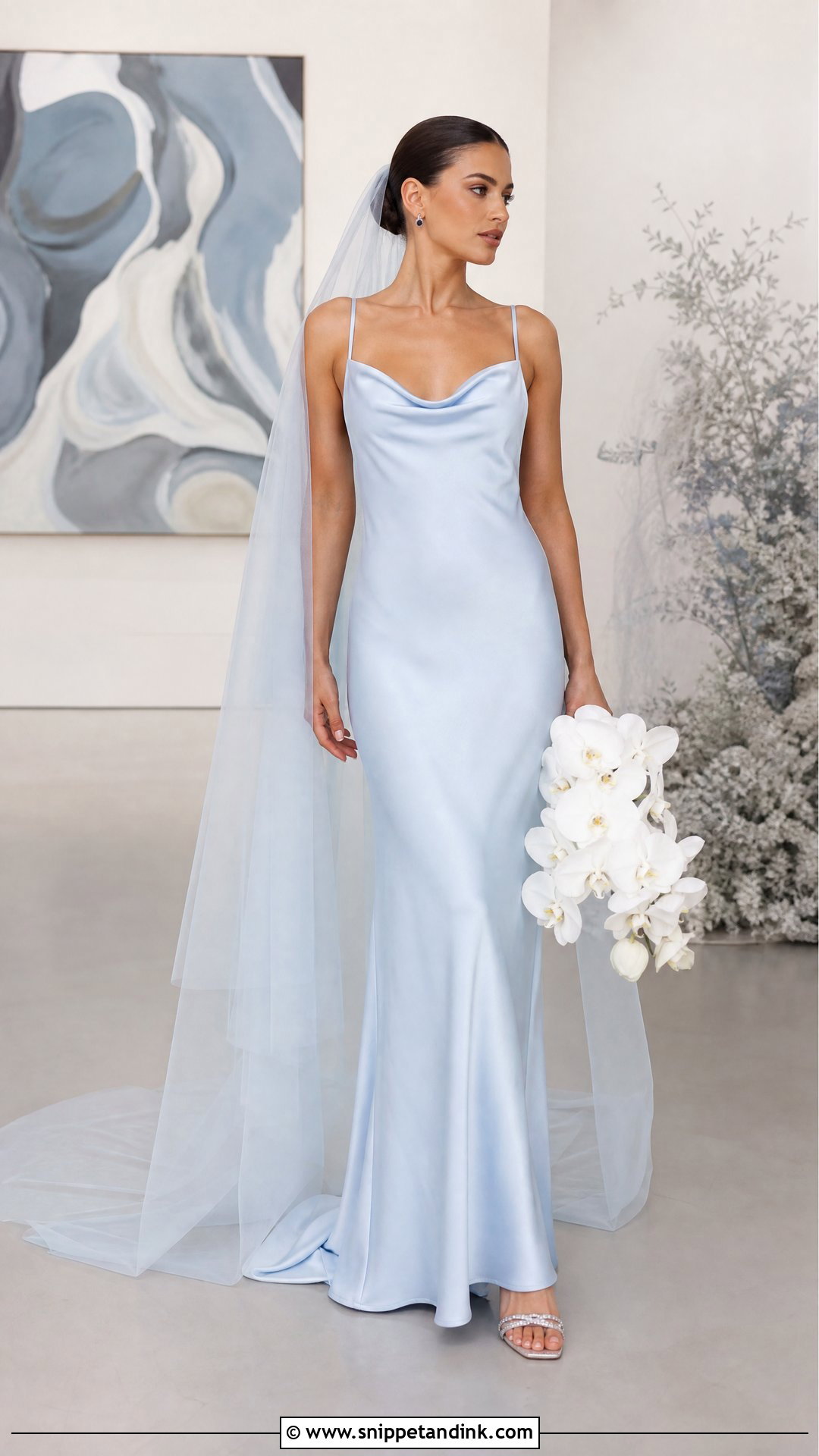 Pale Blue Satin Wedding Dress - Snippet and Ink - 20 Pastel Wedding Dresses