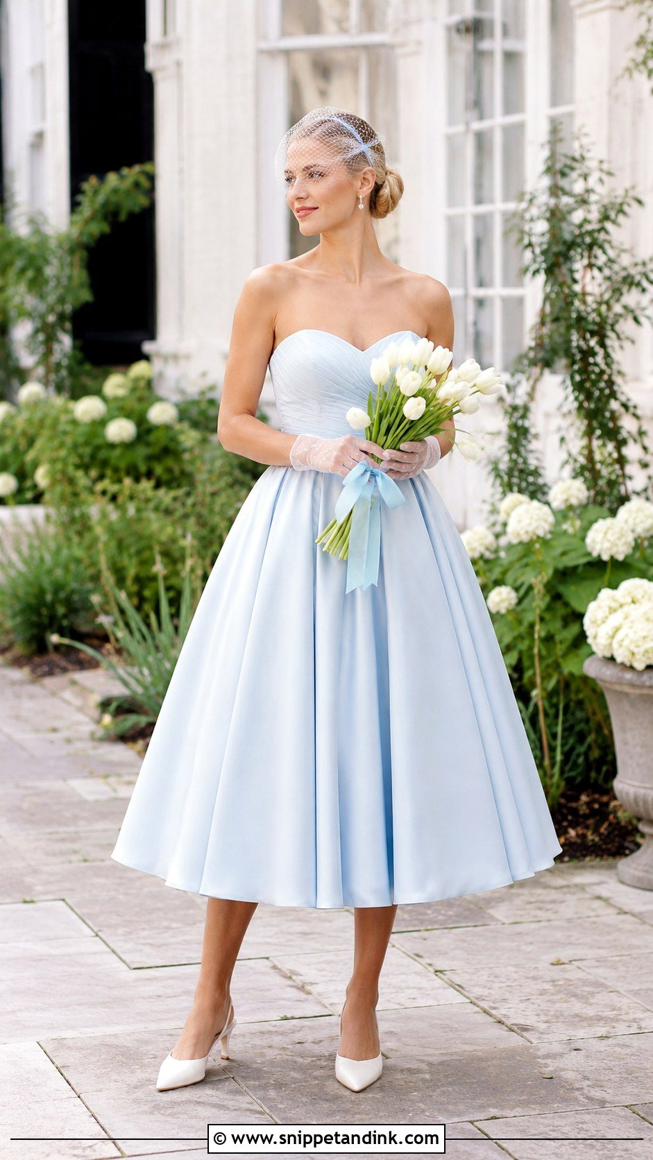 Pale Blue Tea Length Wedding Dress - Snippet and Ink - 20 Pale Blue Wedding Dress Ideas