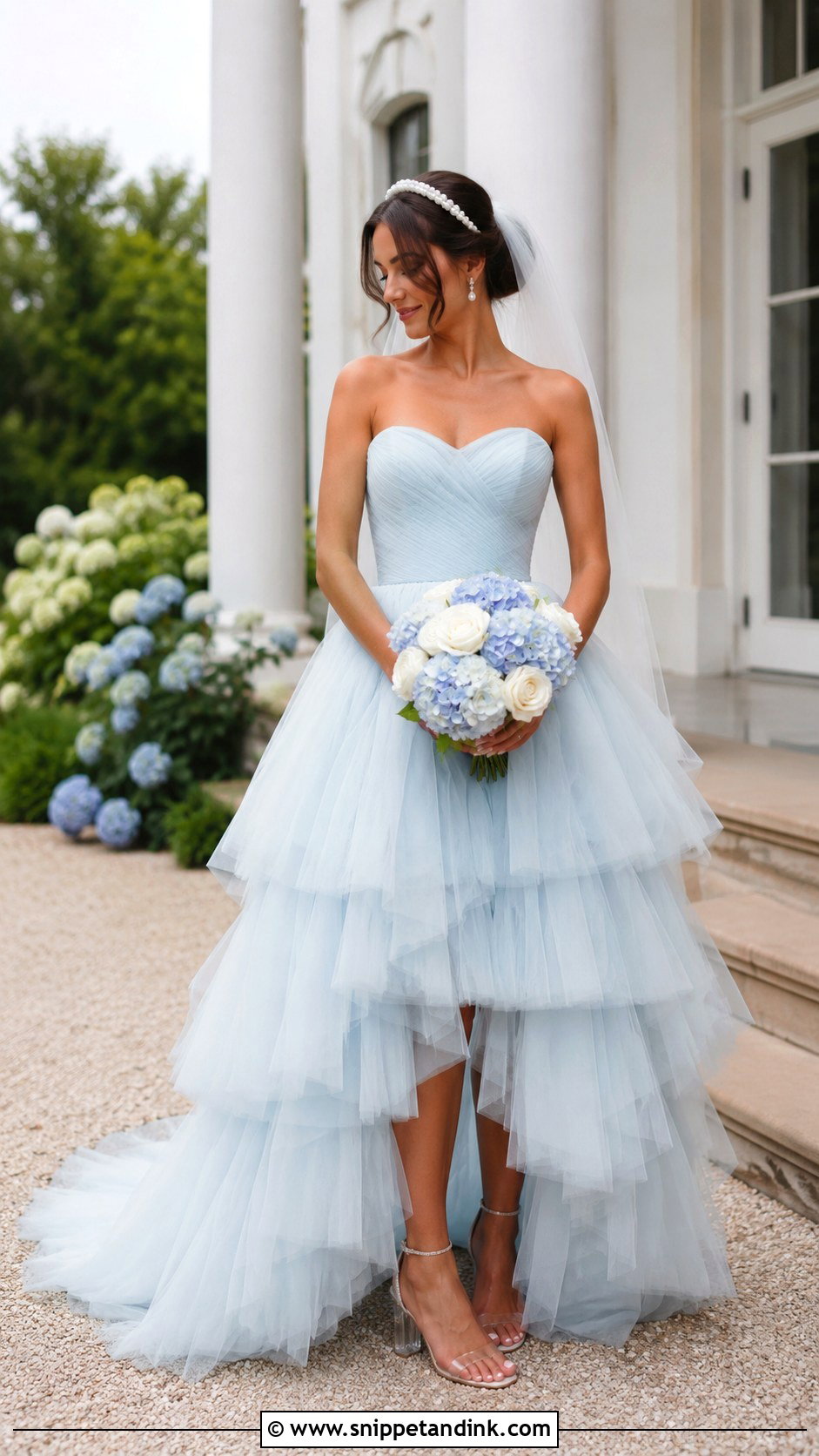 Pale Blue Tiered Tulle Wedding Dress - Snippet and Ink - 20 Pale Blue Wedding Dress Ideas