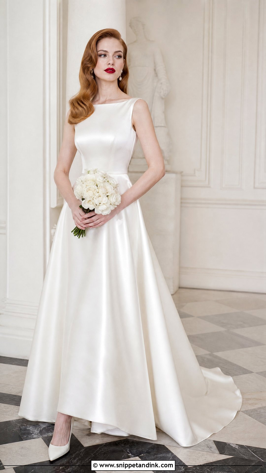 Pale Bride With Classic Red Lip Makeup - Snippet and Ink - 20 Pale Bride Ideas
