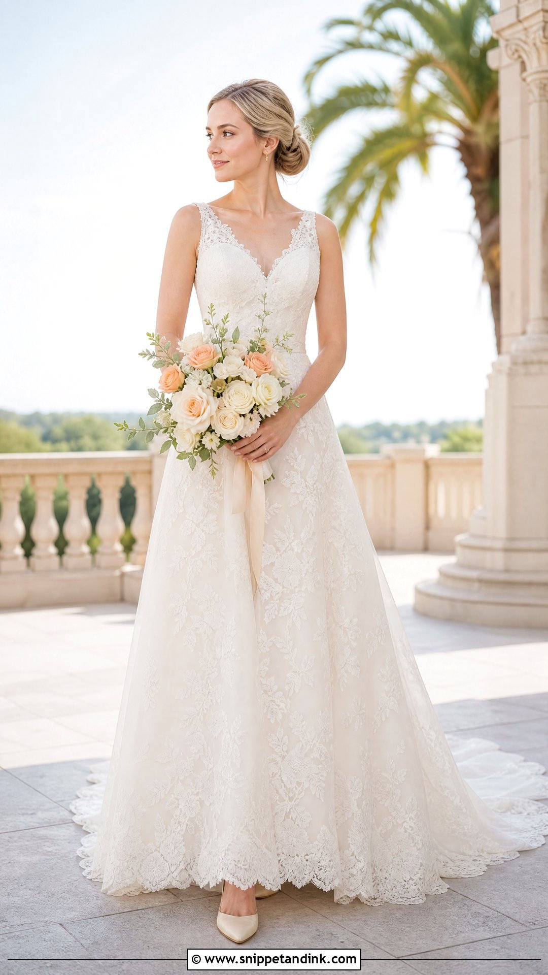 Pale Bride With Peach Rose Makeup - Snippet and Ink - 20 Pale Bride Ideas