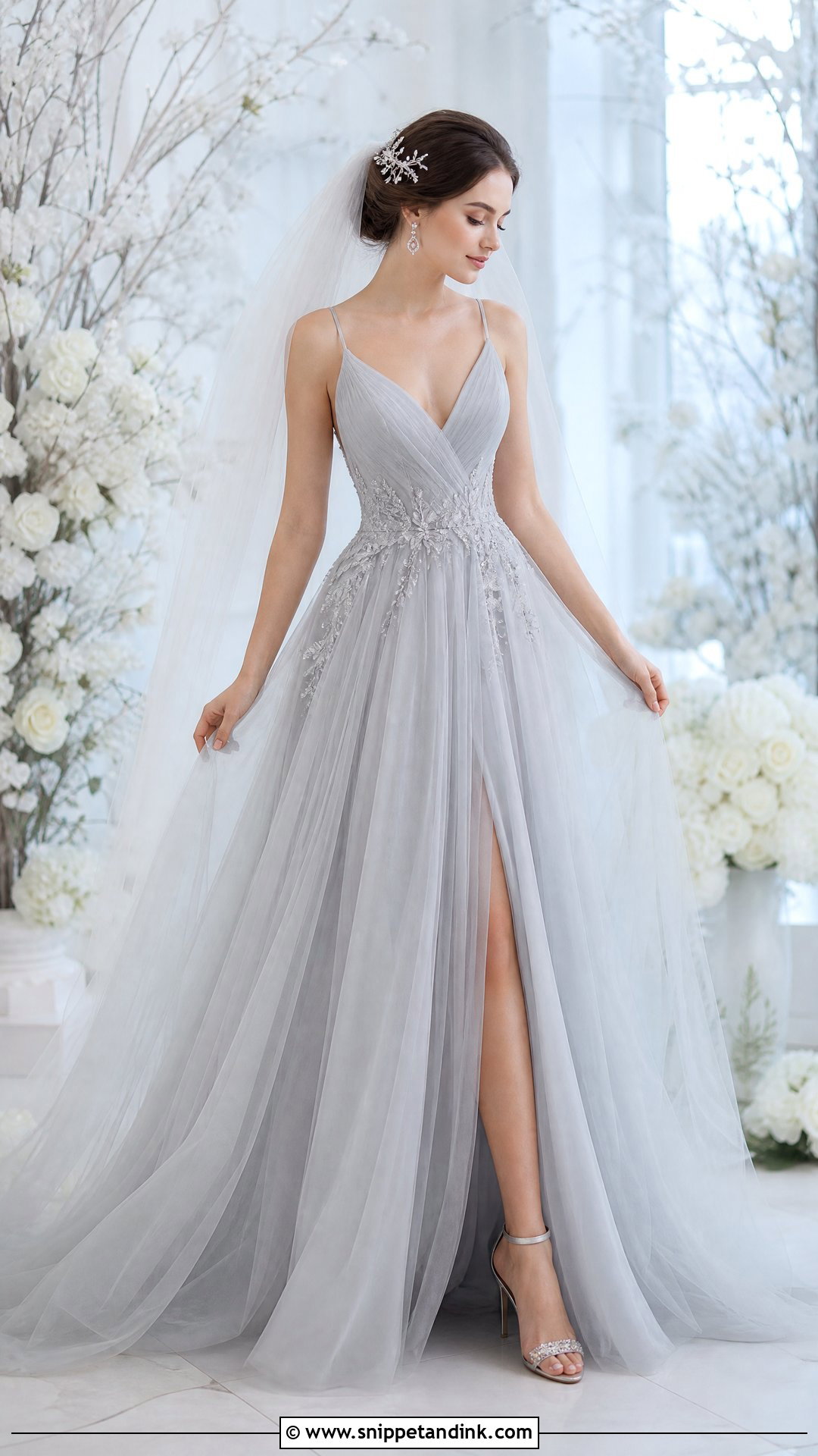 Pale Gray Wedding Dress - Snippet and Ink - 25 Pastel Wedding Dress Ideas