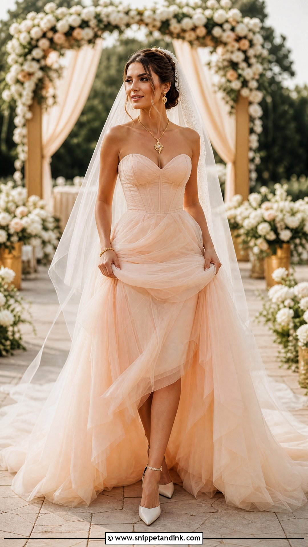 Pale Peach Tulle Wedding Dress - Snippet and Ink - 25 Pastel Wedding Dress Ideas