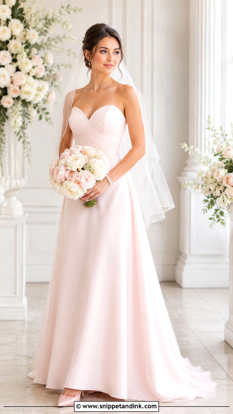 Pale Pink A Line Wedding Dress - Snippet and Ink - 25 Pale Pink Wedding Dress Ideas