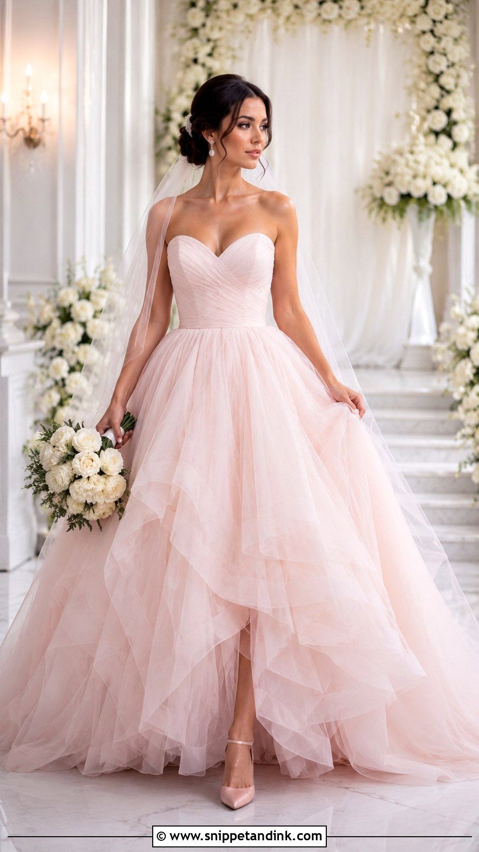 Pale Pink Ball Gown Wedding Dress - Snippet and Ink - 25 Pale Pink Wedding Dress Ideas