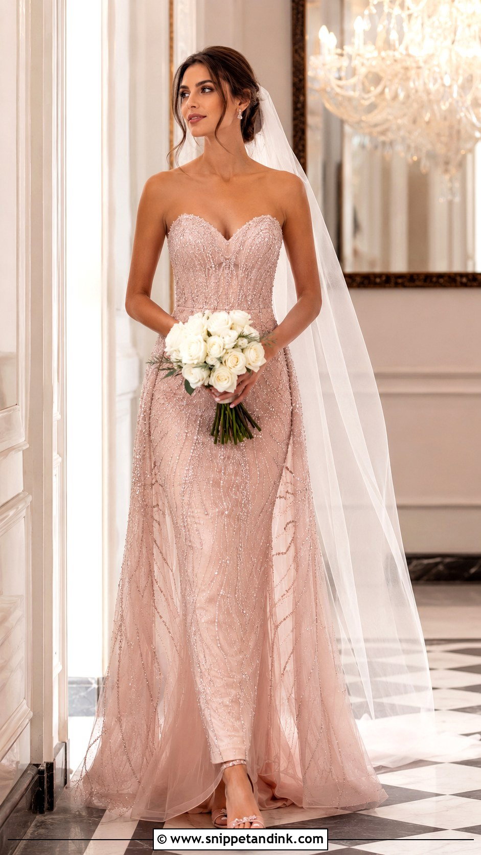 Pale Pink Beaded Wedding Dress - Snippet and Ink - 25 Pale Pink Wedding Dress Ideas