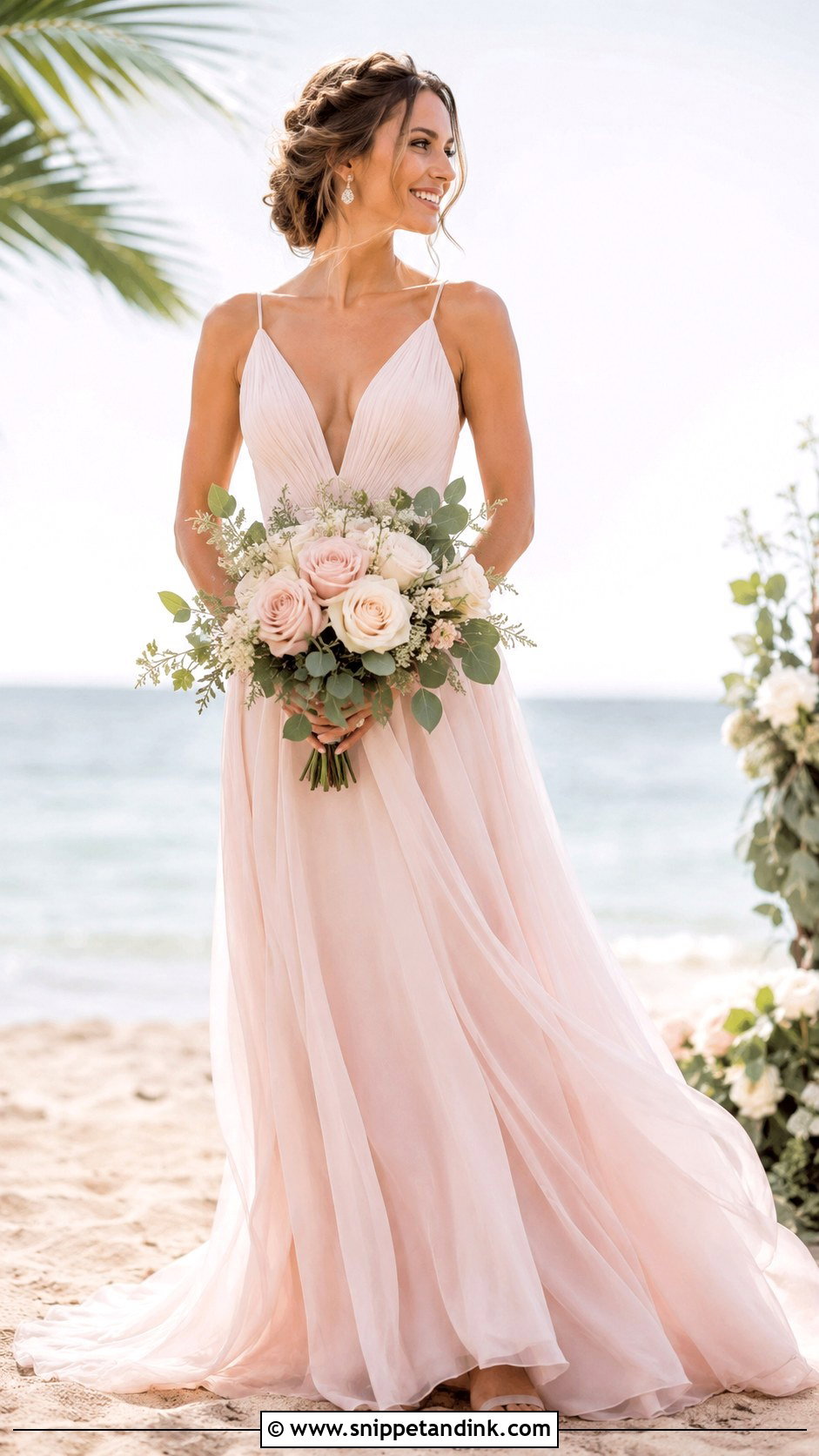 Pale Pink Chiffon Wedding Dress - Snippet and Ink - 25 Pale Pink Wedding Dress Ideas