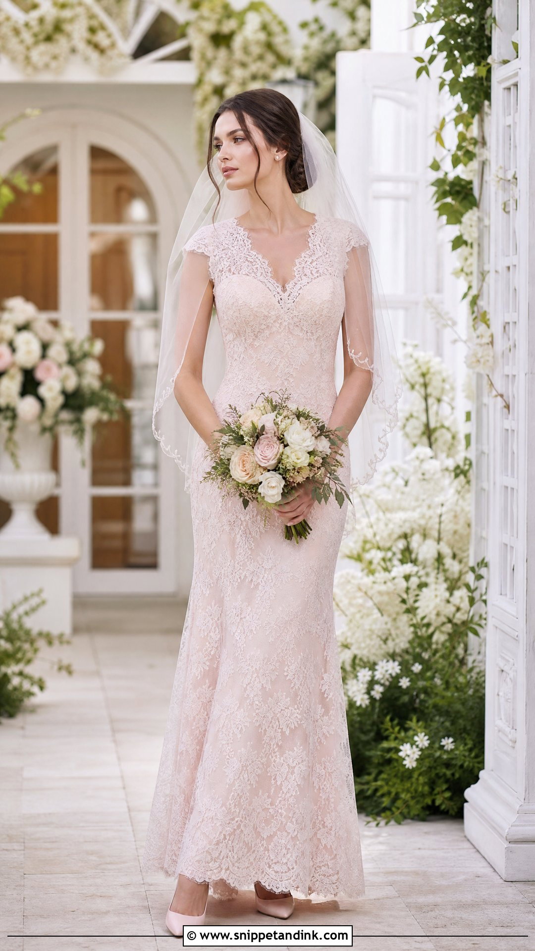 Pale Pink Lace Wedding Dress - Snippet and Ink - 25 Pastel Wedding Dress Ideas