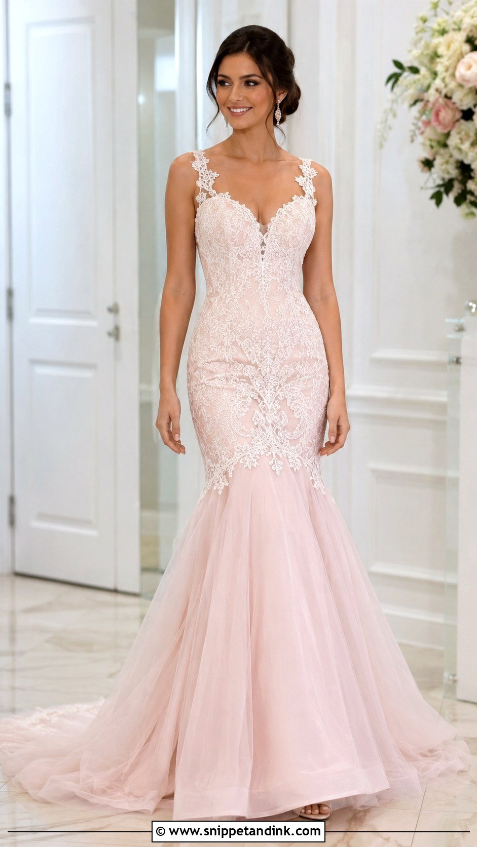 Pale Pink Mermaid Wedding Dress - Snippet and Ink - 25 Pale Pink Wedding Dress Ideas