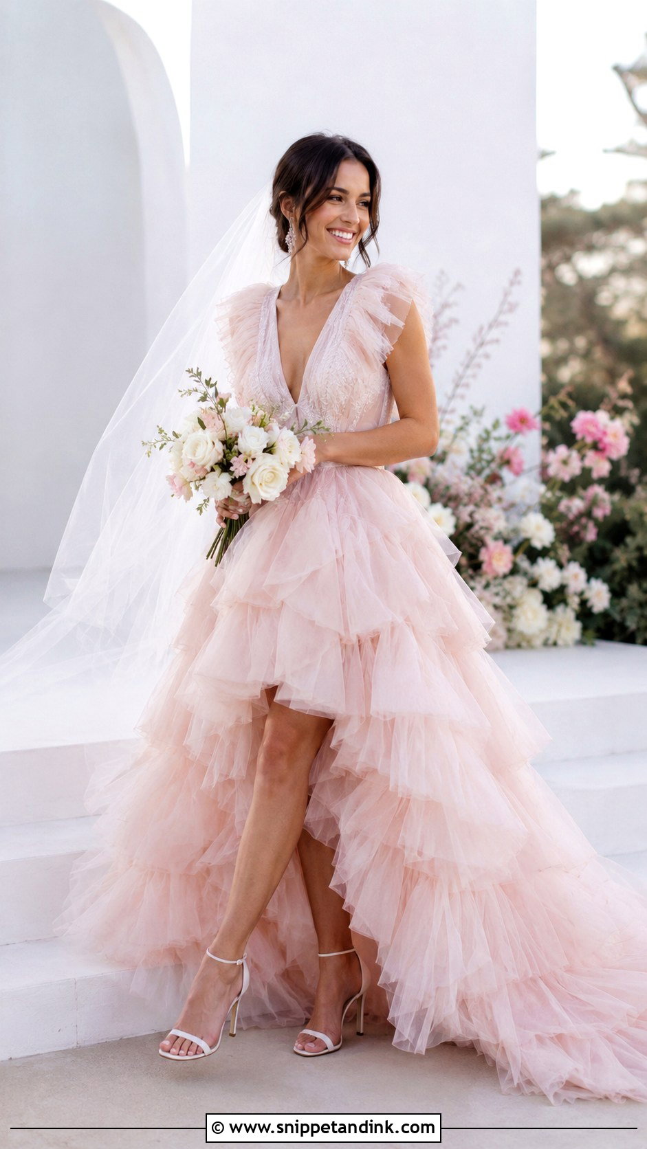 Pale Pink Ruffle Wedding Dress - Snippet and Ink - 25 Pale Pink Wedding Dress Ideas