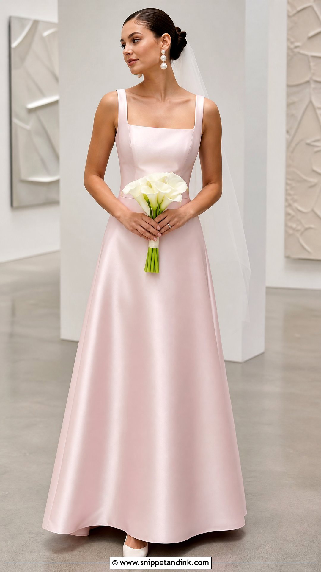 Pale Pink Satin Wedding Gown - Snippet and Ink - 20 Pink Wedding Gowns
