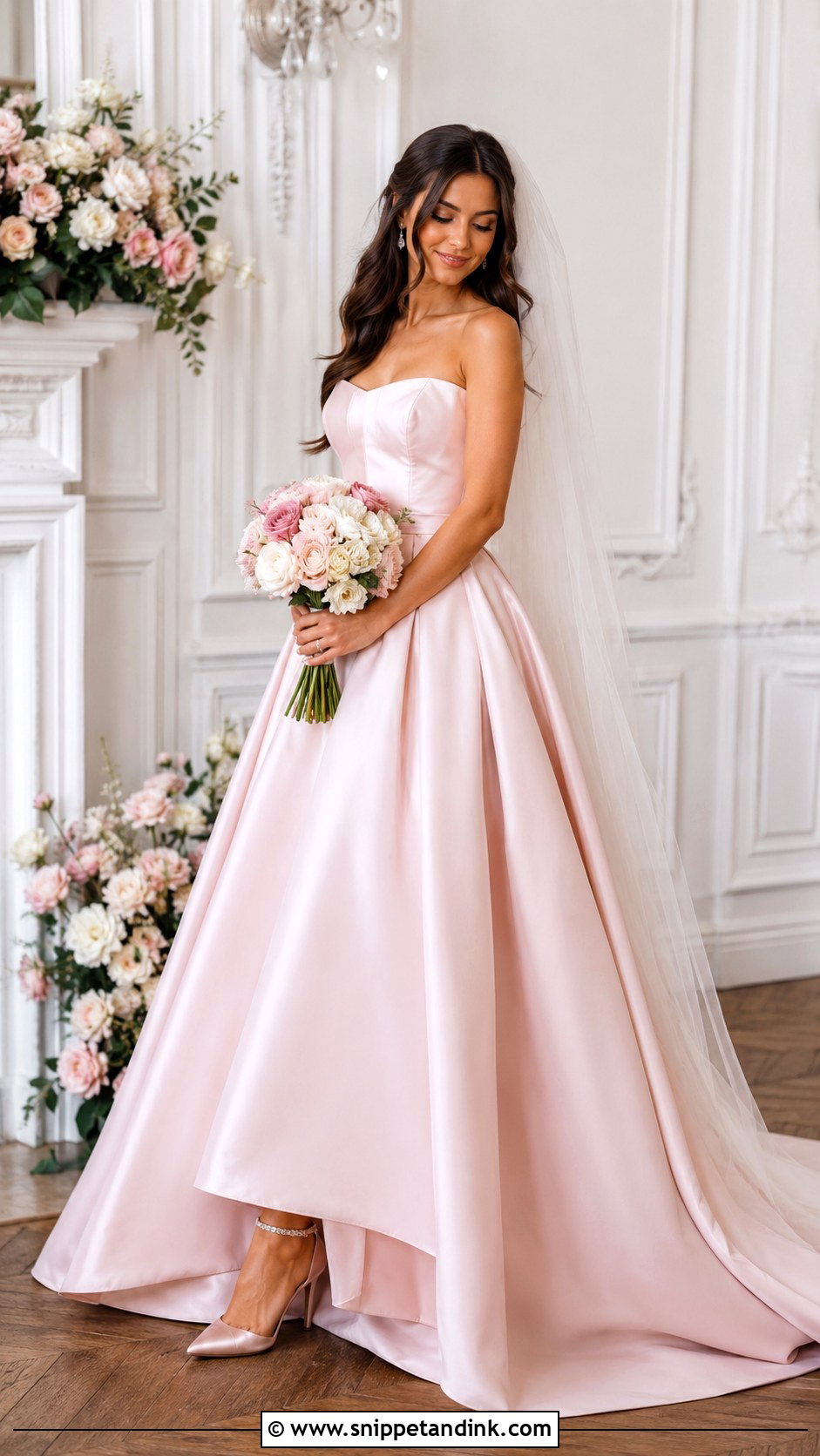 Pale Pink Strapless Wedding Dress - Snippet and Ink - 25 Pale Pink Wedding Dress Ideas