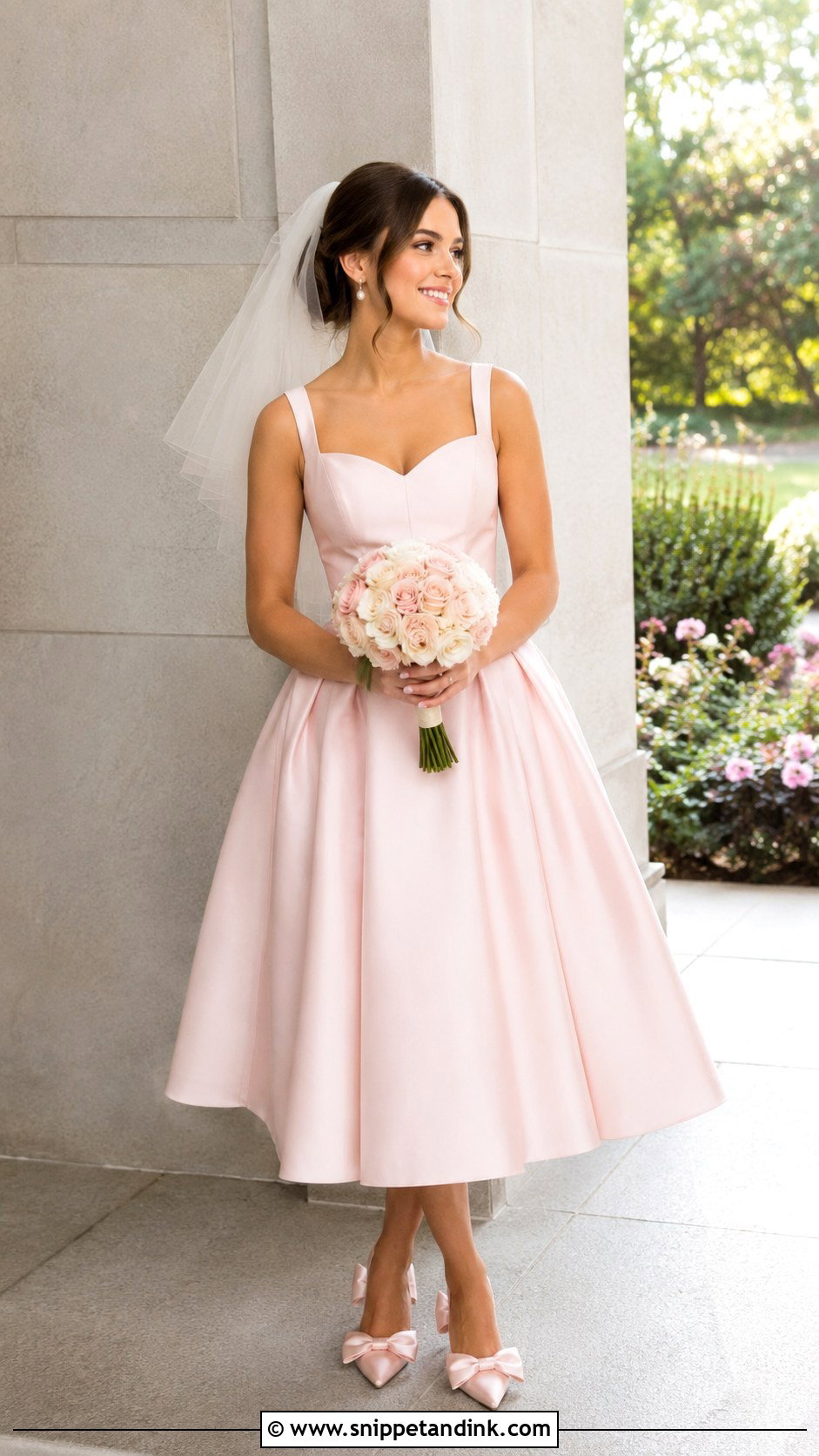 Pale Pink Tea Length Wedding Dress - Snippet and Ink - 25 Pale Pink Wedding Dress Ideas