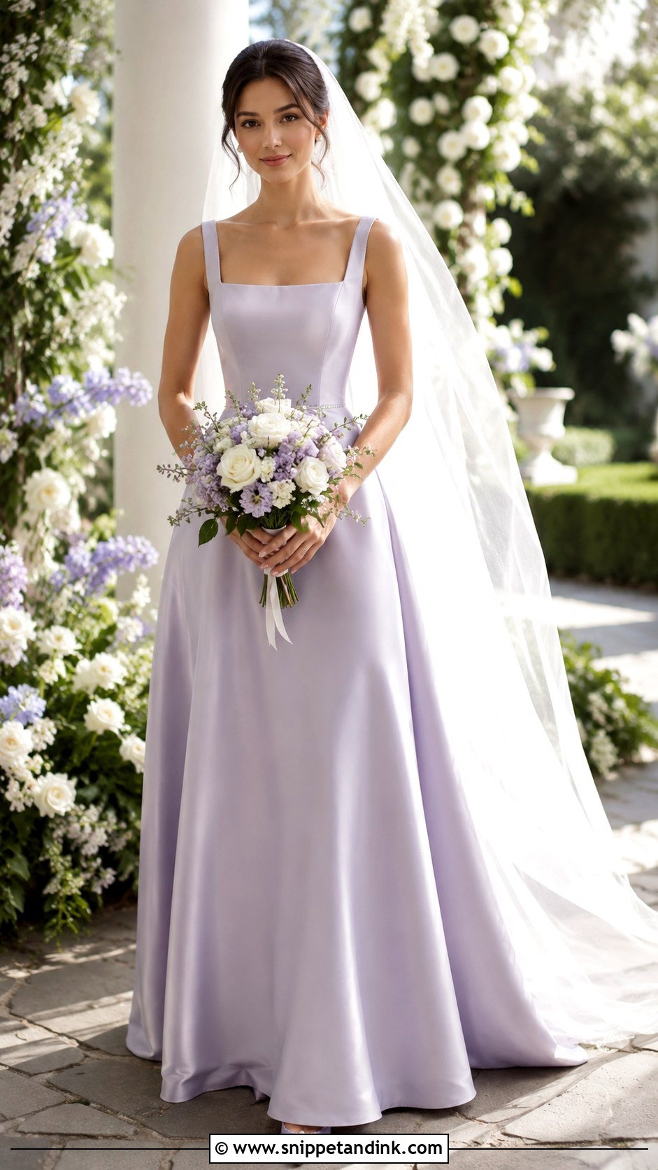 Pale Violet Square Neck Wedding Dress - Snippet and Ink - 25 Light Purple Wedding Dress Ideas