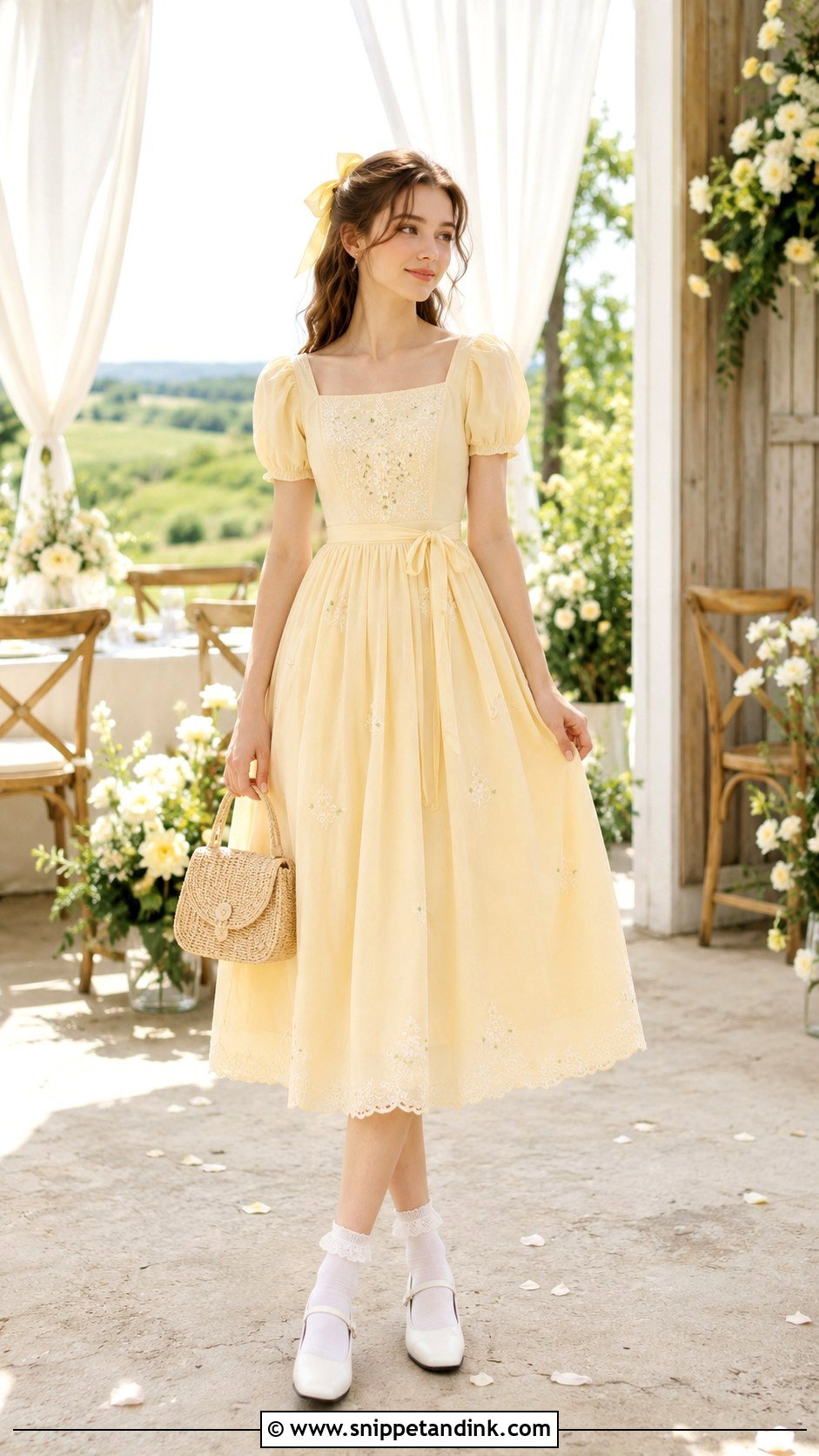 Pale Yellow Cotton Girl Wedding Dress - Snippet and Ink - 20 Girl Dresses for Wedding