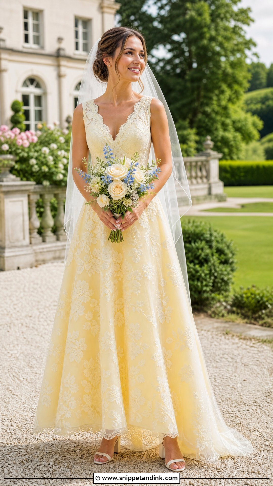 Pale Yellow Lace A Line Wedding Dress - Snippet and Ink - 20 Yellow Wedding Dress the Bride Ideas